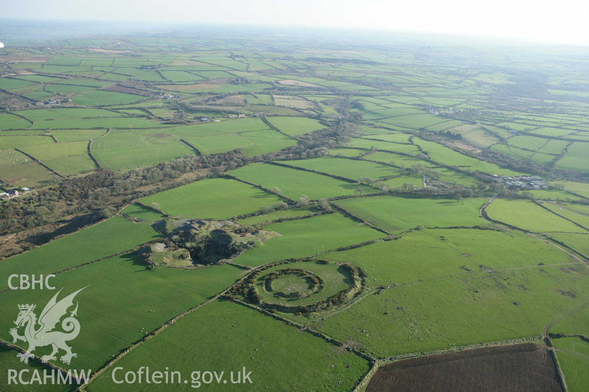 RCAHMW colour oblique aerial photograph of Summerton Camp. Taken on 13 April 2010 by Toby Driver