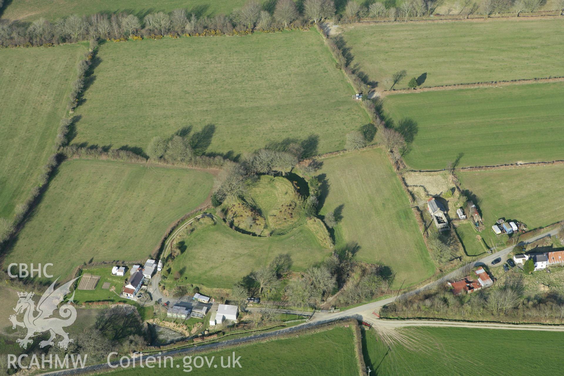 RCAHMW colour oblique aerial photograph of Castell Crychydd. Taken on 13 April 2010 by Toby Driver