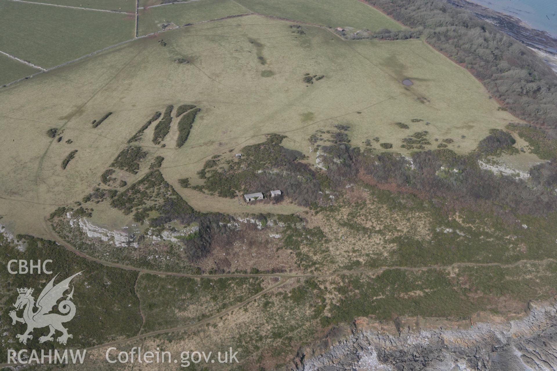 RCAHMW colour oblique photograph of Oxwich Point Radar Station. Taken by Toby Driver on 02/03/2010.