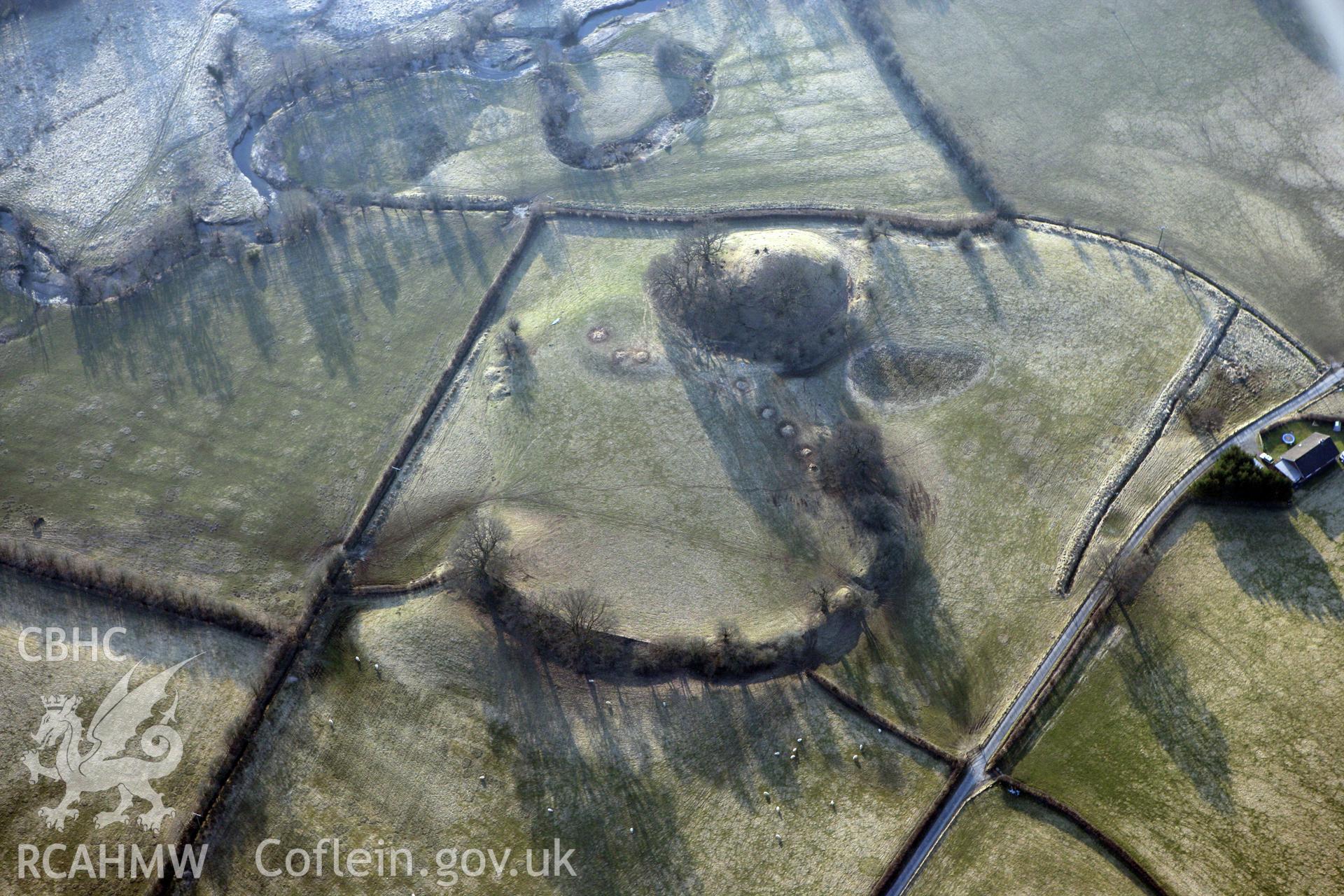 RCAHMW colour oblique photograph of The Mount Motte and Bailey. Taken by Toby Driver on 11/03/2010.