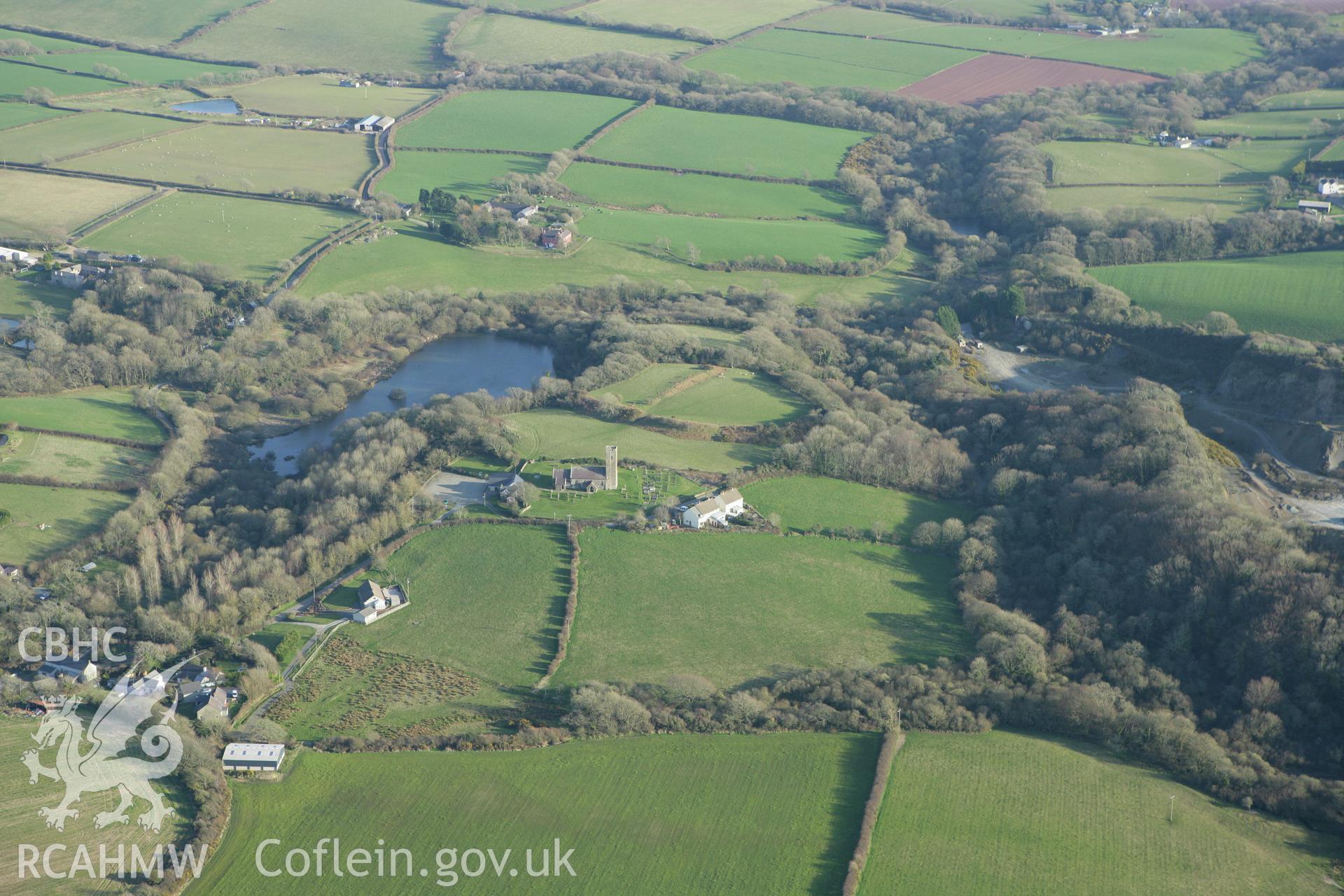 RCAHMW colour oblique aerial photograph of Walwyn's Castle. A distant view from the north. Taken on 13 April 2010 by Toby Driver