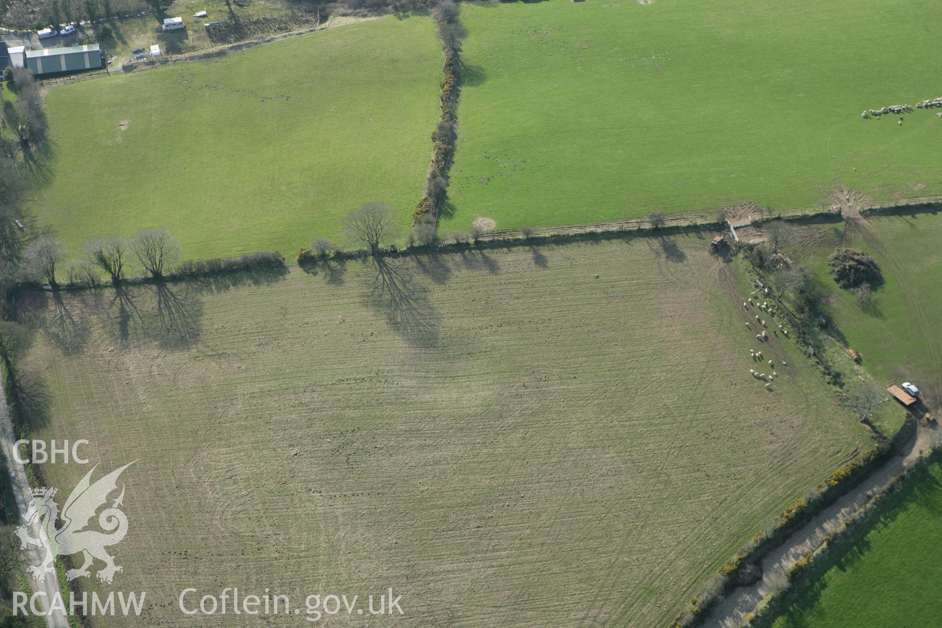 RCAHMW colour oblique aerial photograph of Caer Hen Feddau. Taken on 13 April 2010 by Toby Driver