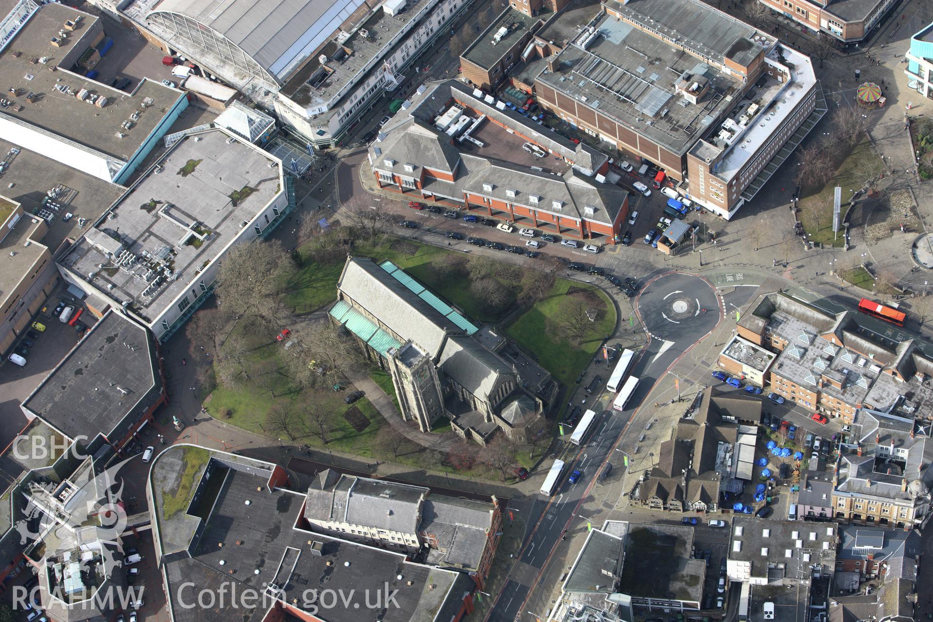 RCAHMW colour oblique photograph of St Mary's Church, Swansea. Taken by Toby Driver on 02/03/2010.