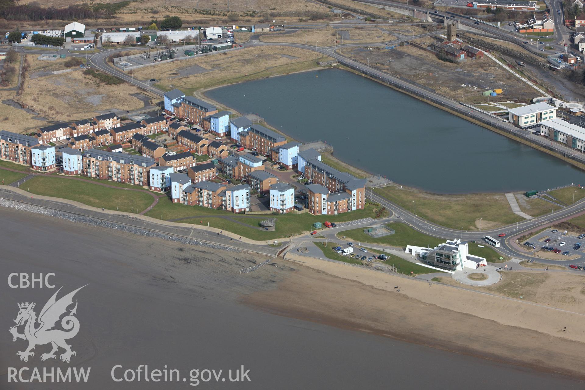 RCAHMW colour oblique photograph of North Dock, Llanelli. Taken by Toby Driver on 02/03/2010.