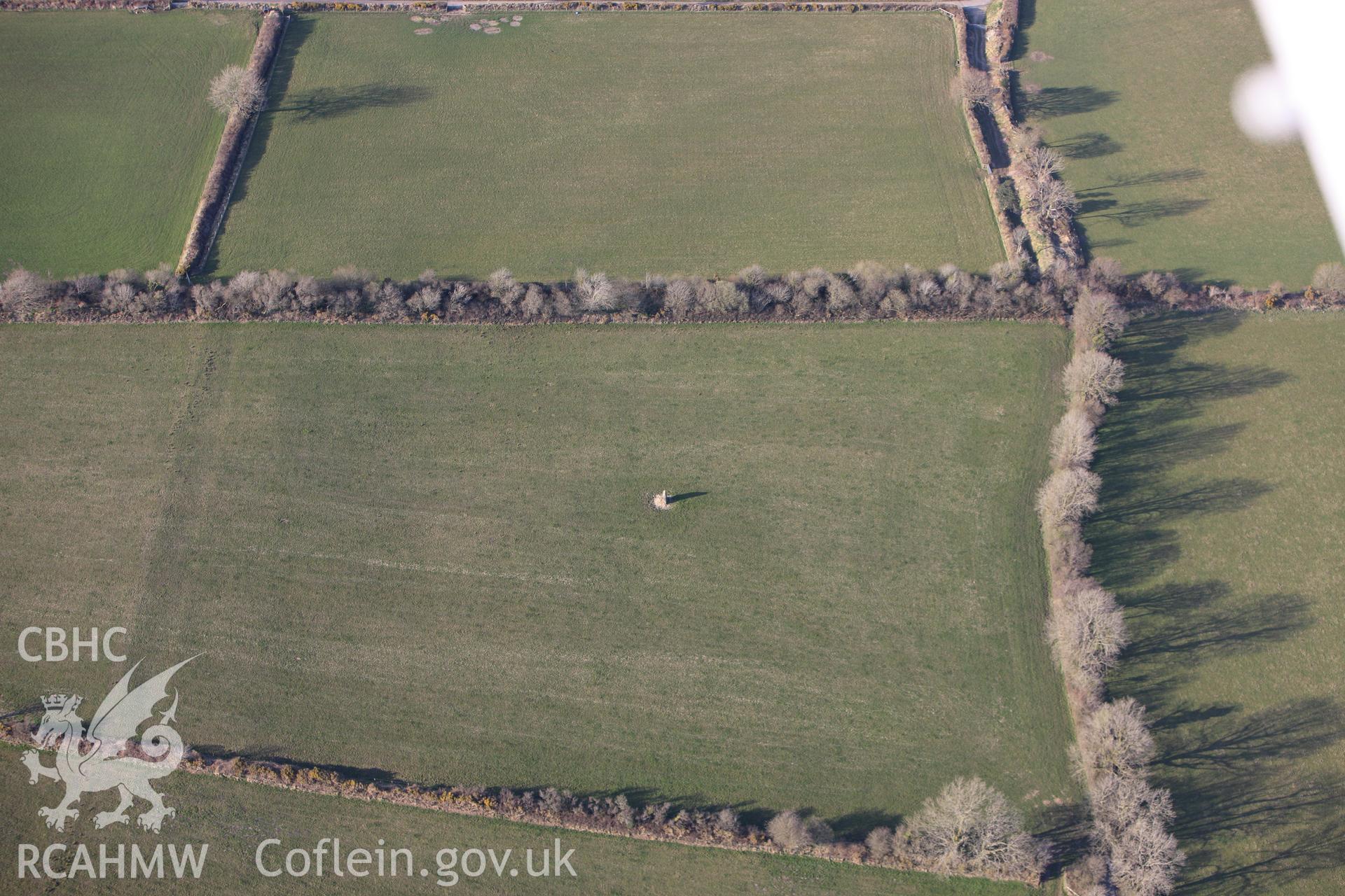 RCAHMW colour oblique aerial photograph of Llanfyrnach Standing Stones B. Taken on 13 April 2010 by Toby Driver