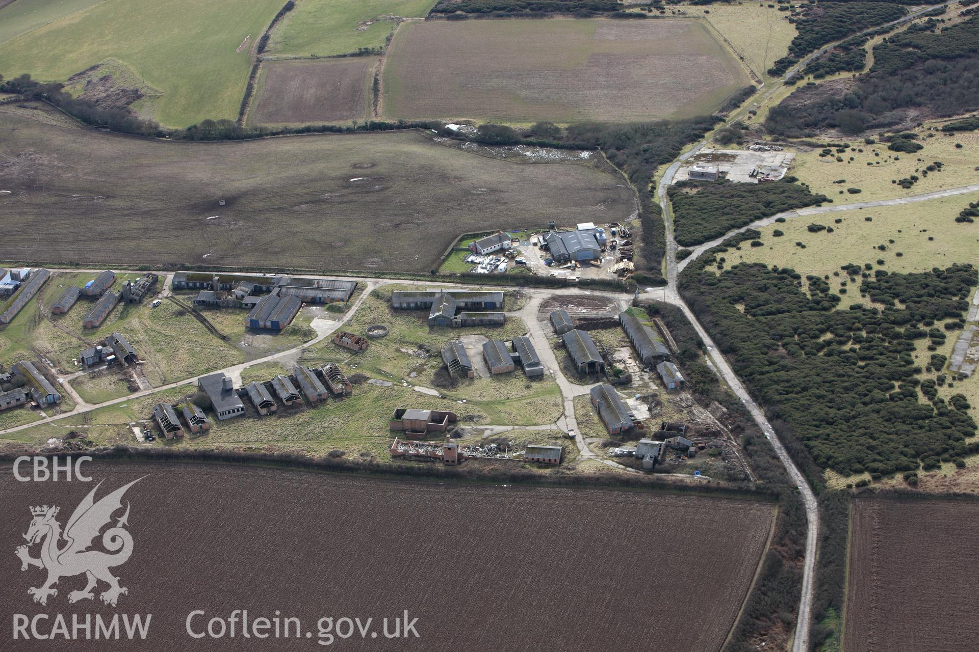 RCAHMW colour oblique aerial photograph of Dale Airfield. Taken on 02 March 2010 by Toby Driver