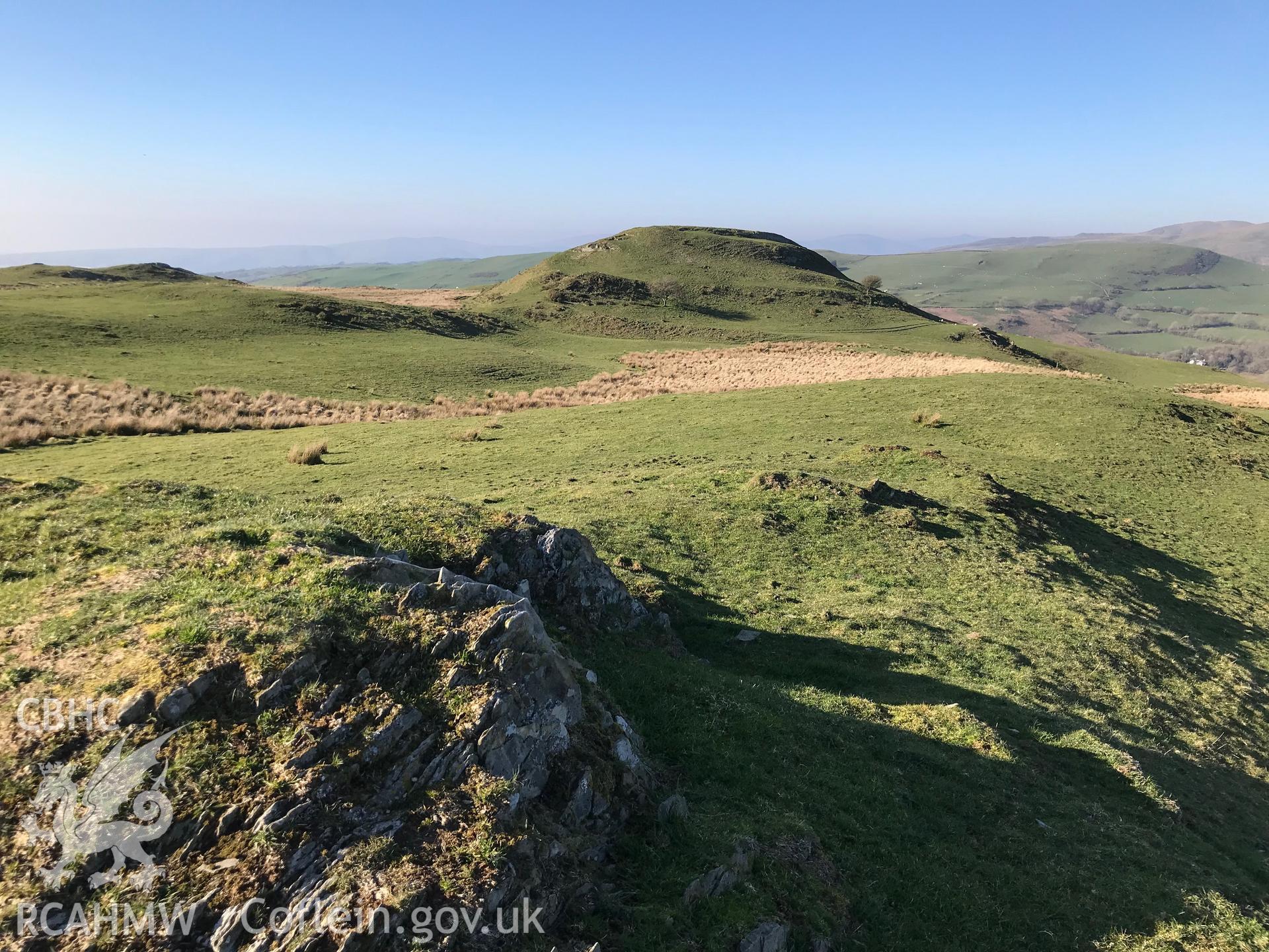 Digital colour photograph of Pen Dinas hillfort, Elerch, north east of Aberystwyth, taken by Paul R. Davis on 29th March 2019.