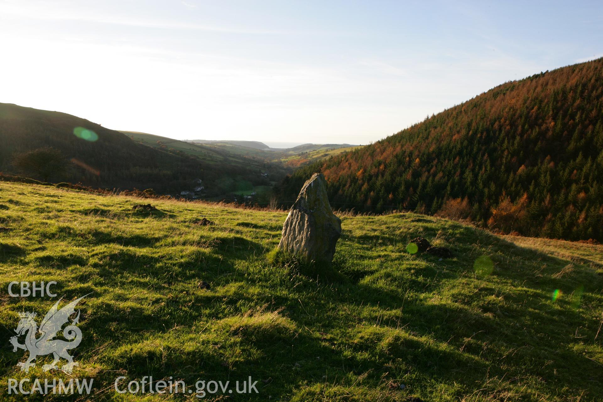 Photographic survey of standing stone pair in winter light, conducted on 15th November 2007.