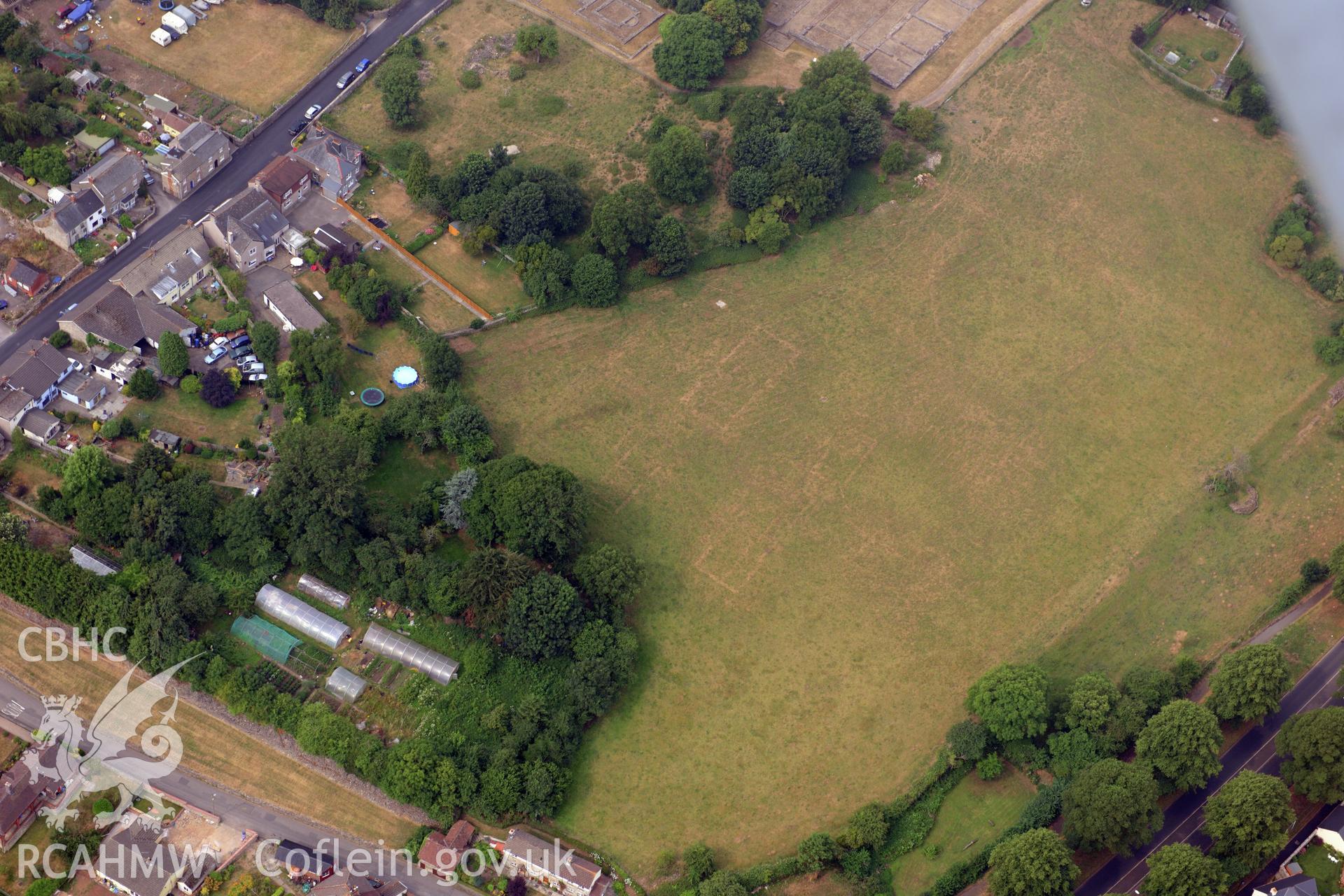 Royal Commission aerial photography of Caerwent Roman city taken during drought conditions on 22nd July 2013.