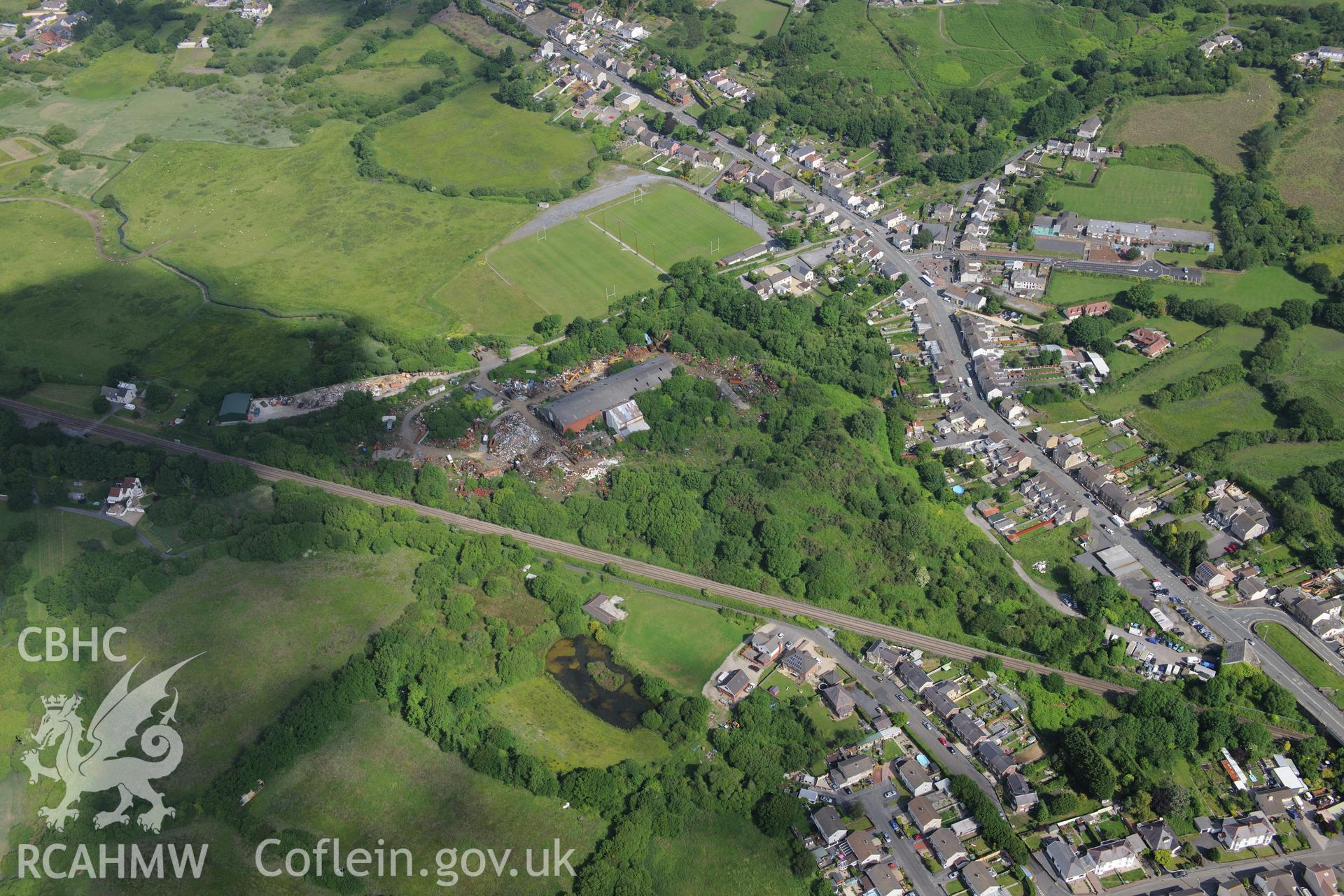 The village of Bynea, Llanelli. Oblique aerial photograph taken during the Royal Commission's programme of archaeological aerial reconnaissance by Toby Driver on 19th June 2015.