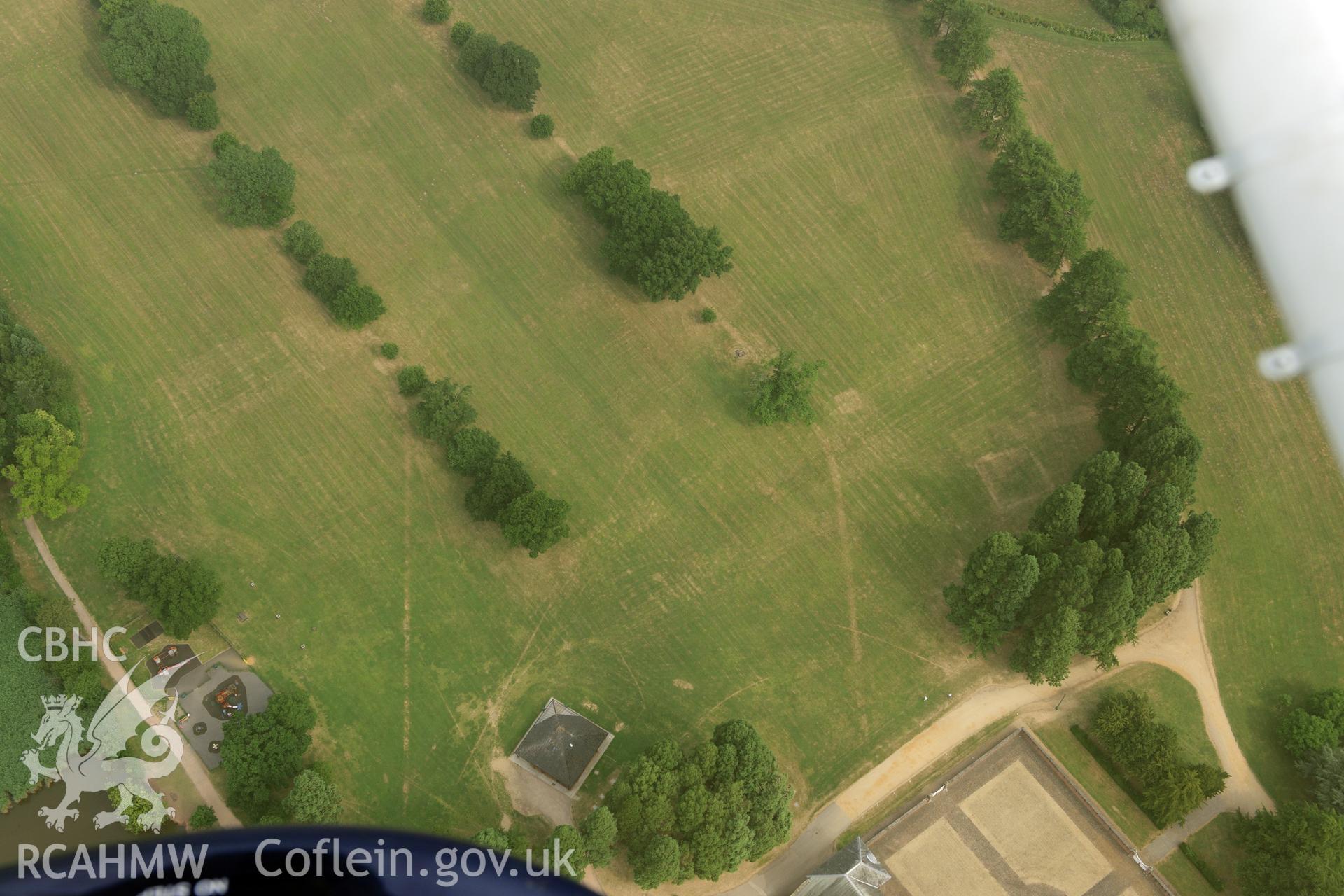 Royal Commission aerial photography of Tredegar Park parchmarks taken during drought conditions on 22nd July 2013.