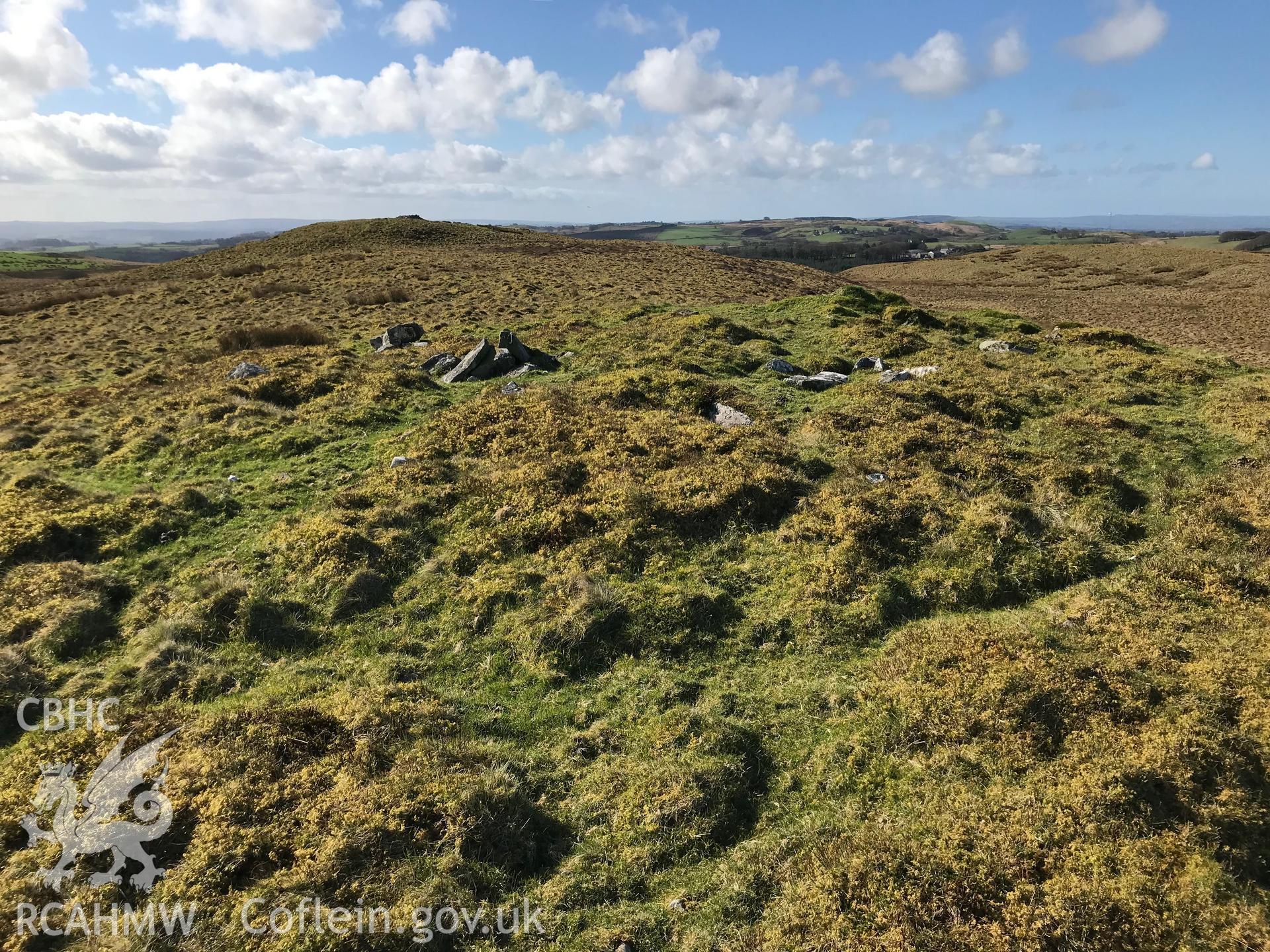 Digital colour photograph of a cairn north of Garnwen, Trefenter, Lledrod, taken by Paul R. Davis on 24th March 2019.