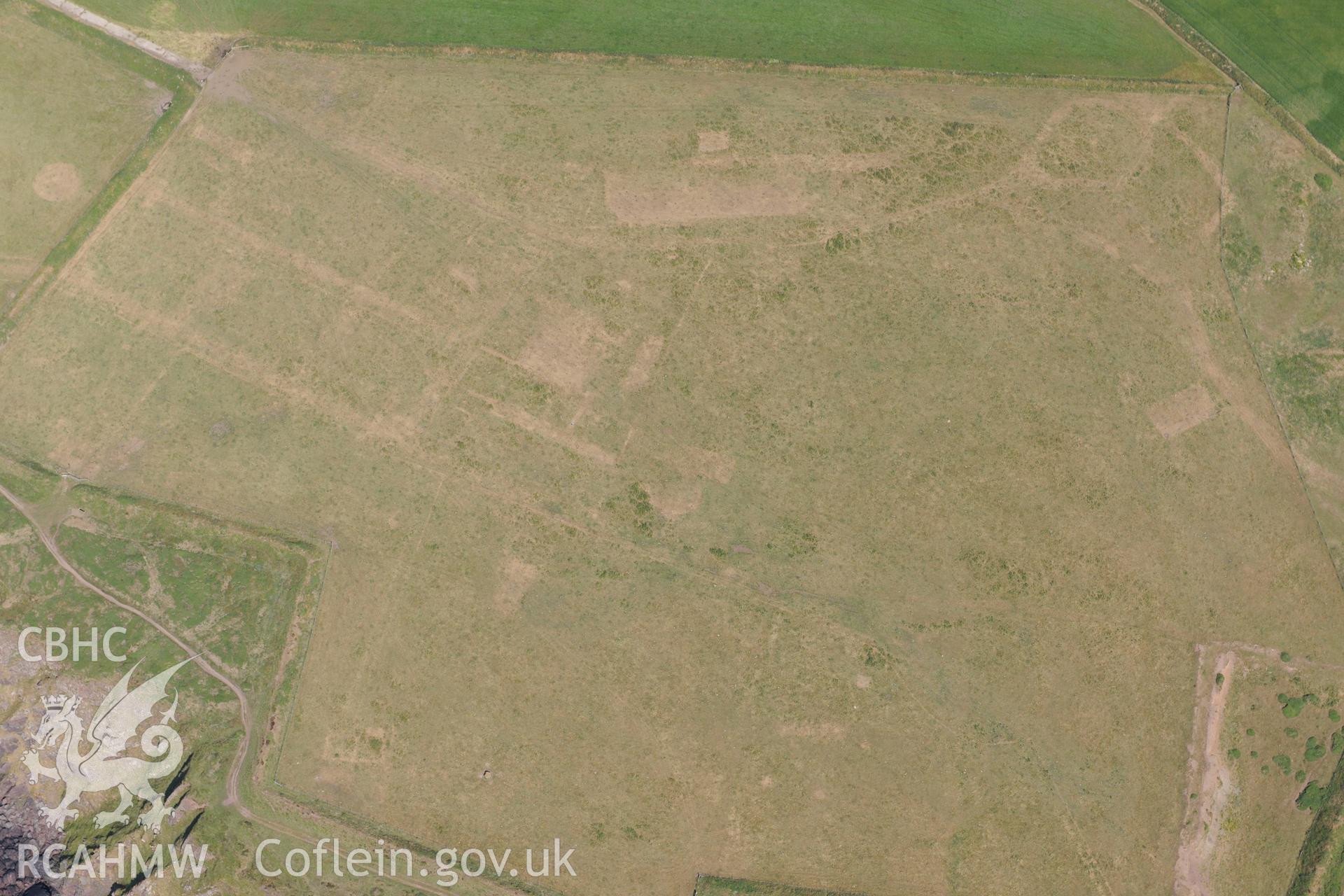 Site of the old Second World War Base the HMS Harrier, with site of associated chapel, Dale. Oblique aerial photograph taken during the Royal Commission?s programme of archaeological aerial reconnaissance by Toby Driver on 16th July 2013.