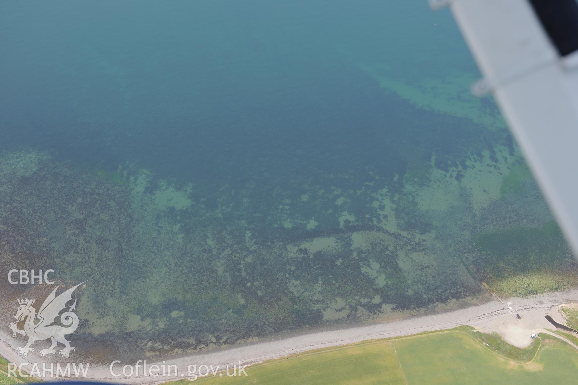 Llanon Fish Trap 13, south west of Aberystwyth. Oblique aerial photograph taken during the Royal Commission?s programme of archaeological aerial reconnaissance by Toby Driver on 12th July 2013.