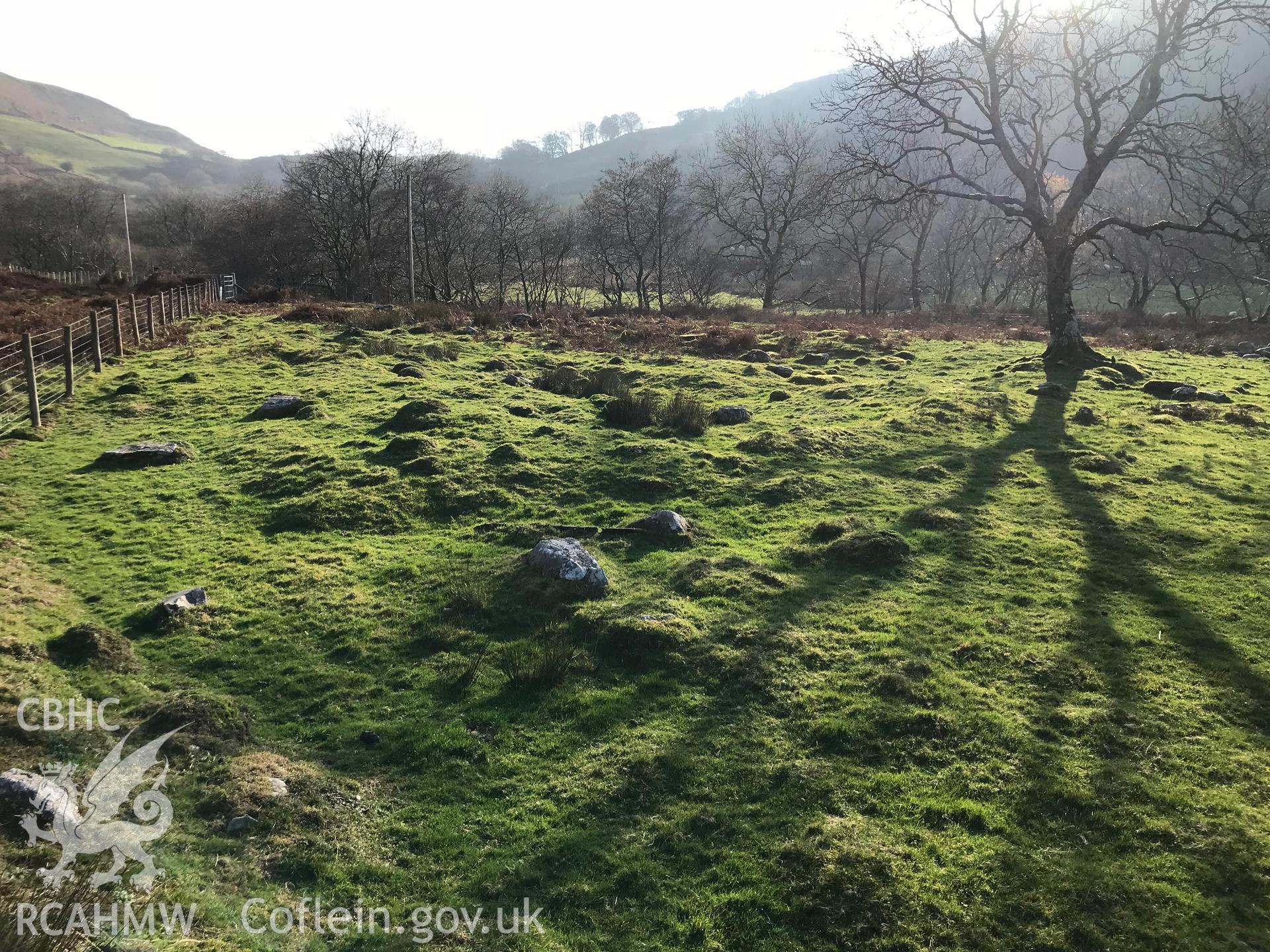 View of Cwm Du settlement, Troed y Rhiw, Ystrad Fflur. Colour photograph taken by Paul R. Davis on 18th November 2018.