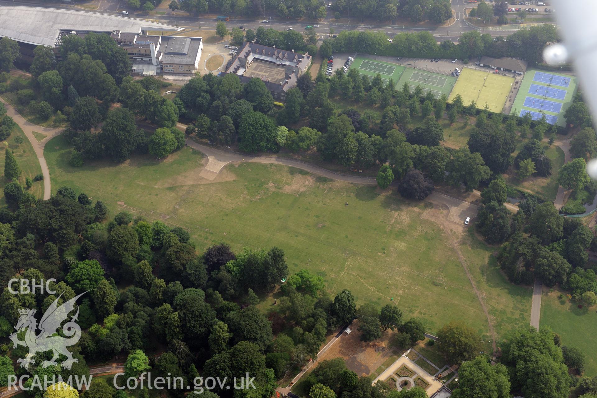 Royal Commission aerial photography of Blackfriars Priory taken during drought conditions on 22nd July 2013.