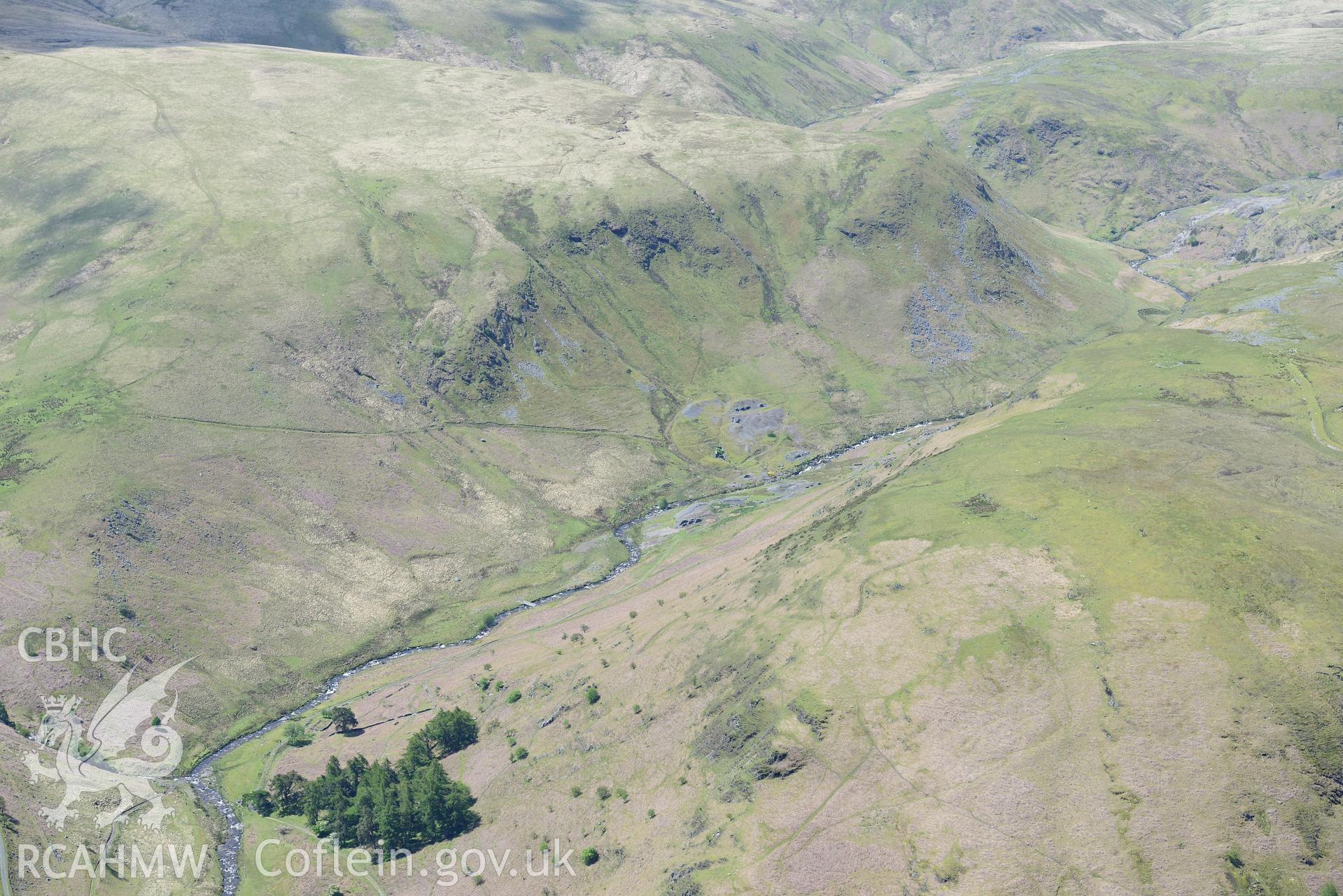 Nantycar copper and lead mine. Oblique aerial photograph taken during the Royal Commission's programme of archaeological aerial reconnaissance by Toby Driver on 3rd June 2015.