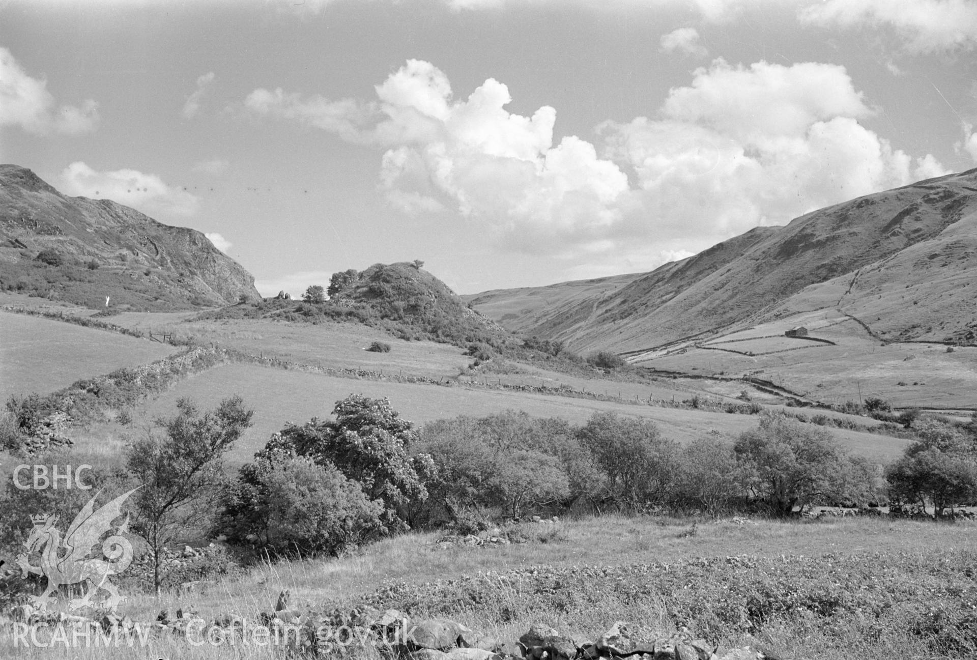 Digital copy of a nitrate negative showing view of Castell Prysor.