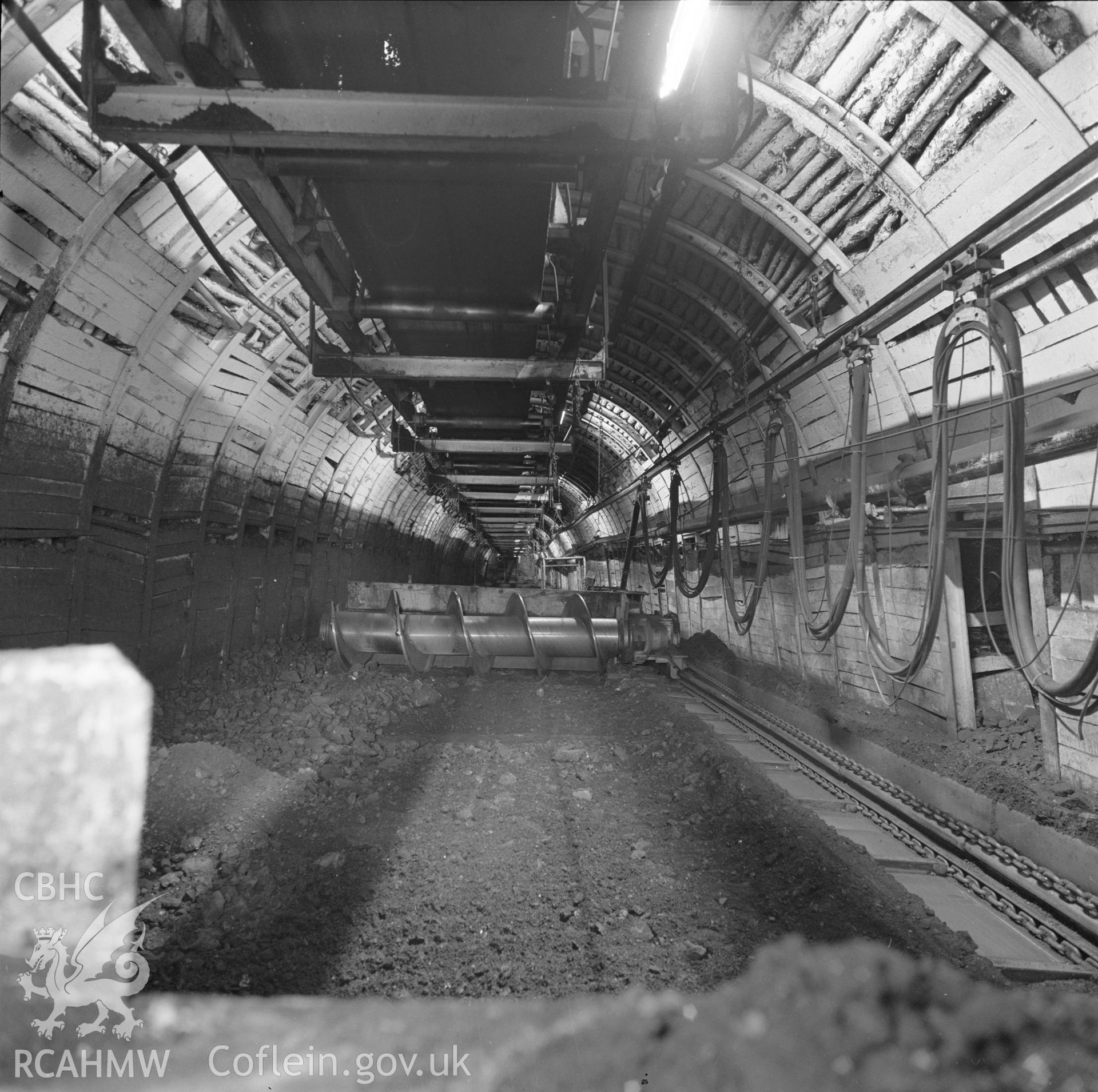 Digital copy of an acetate negative showing 600 ton strata bunker at Marine Colliery, from the John Cornwell Collection.