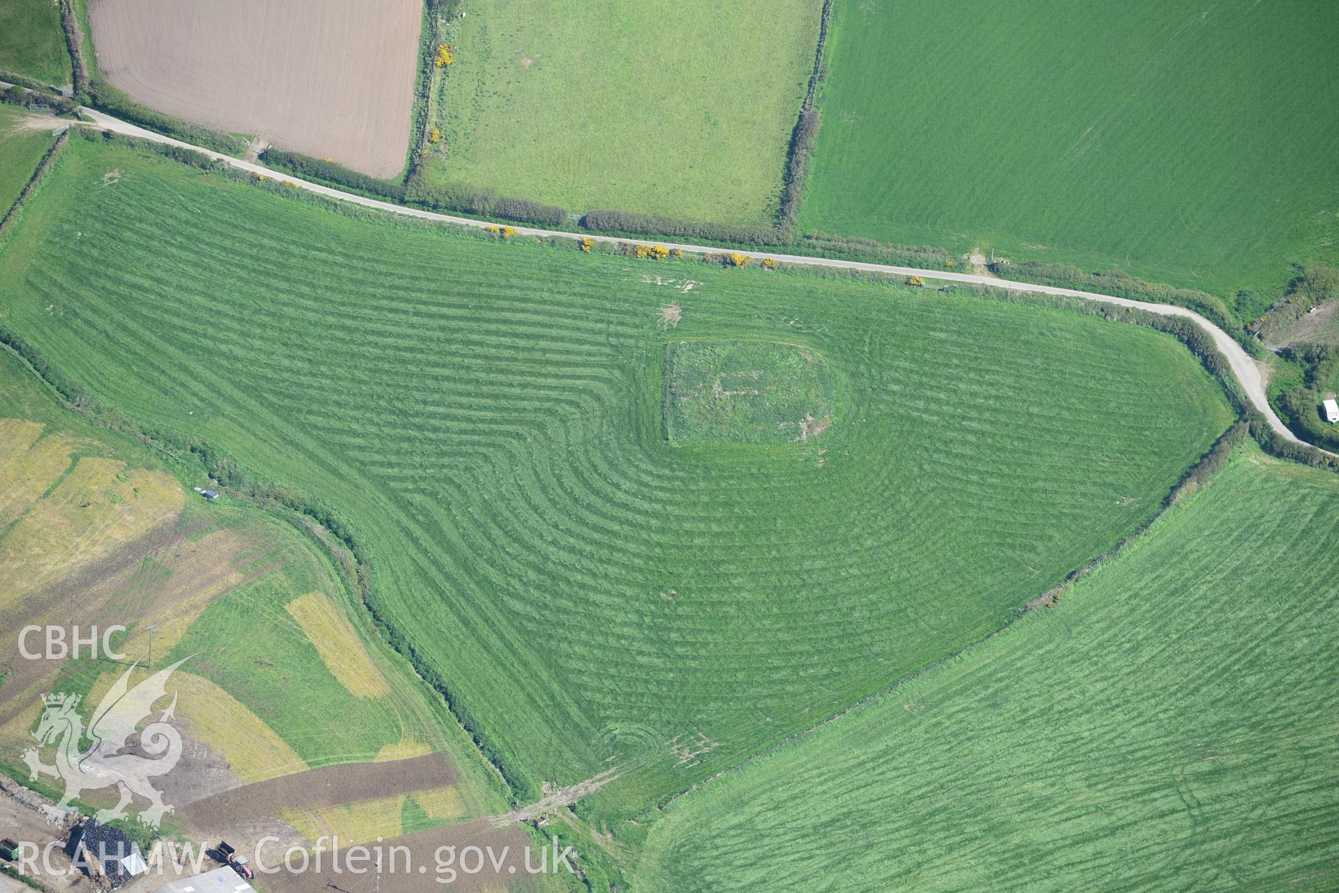 Aerial photography of St Merin's Church taken on 3rd May 2017.  Baseline aerial reconnaissance survey for the CHERISH Project. ? Crown: CHERISH PROJECT 2017. Produced with EU funds through the Ireland Wales Co-operation Programme 2014-2020. All material made freely available through the Open Government Licence.