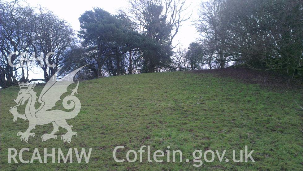 Digital colour photograph of the Craig-y-Dorth battlefield. Photographed during Phase Three of the Welsh Battlefield Metal Detector Survey, carried out by Archaeology Wales, 2012-2014. Project code: 2041 - WBS/12/SUR.