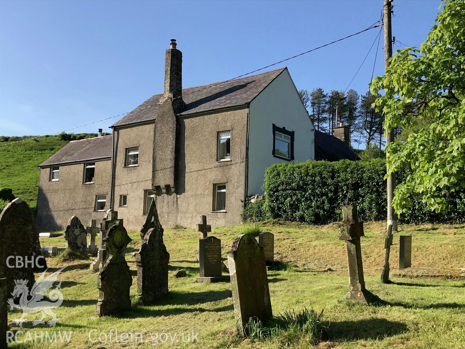 Colour photo showing exterior view of Glebe Farmhouse, Llangennith, taken by Paul R. Davis, 19th May 2018.