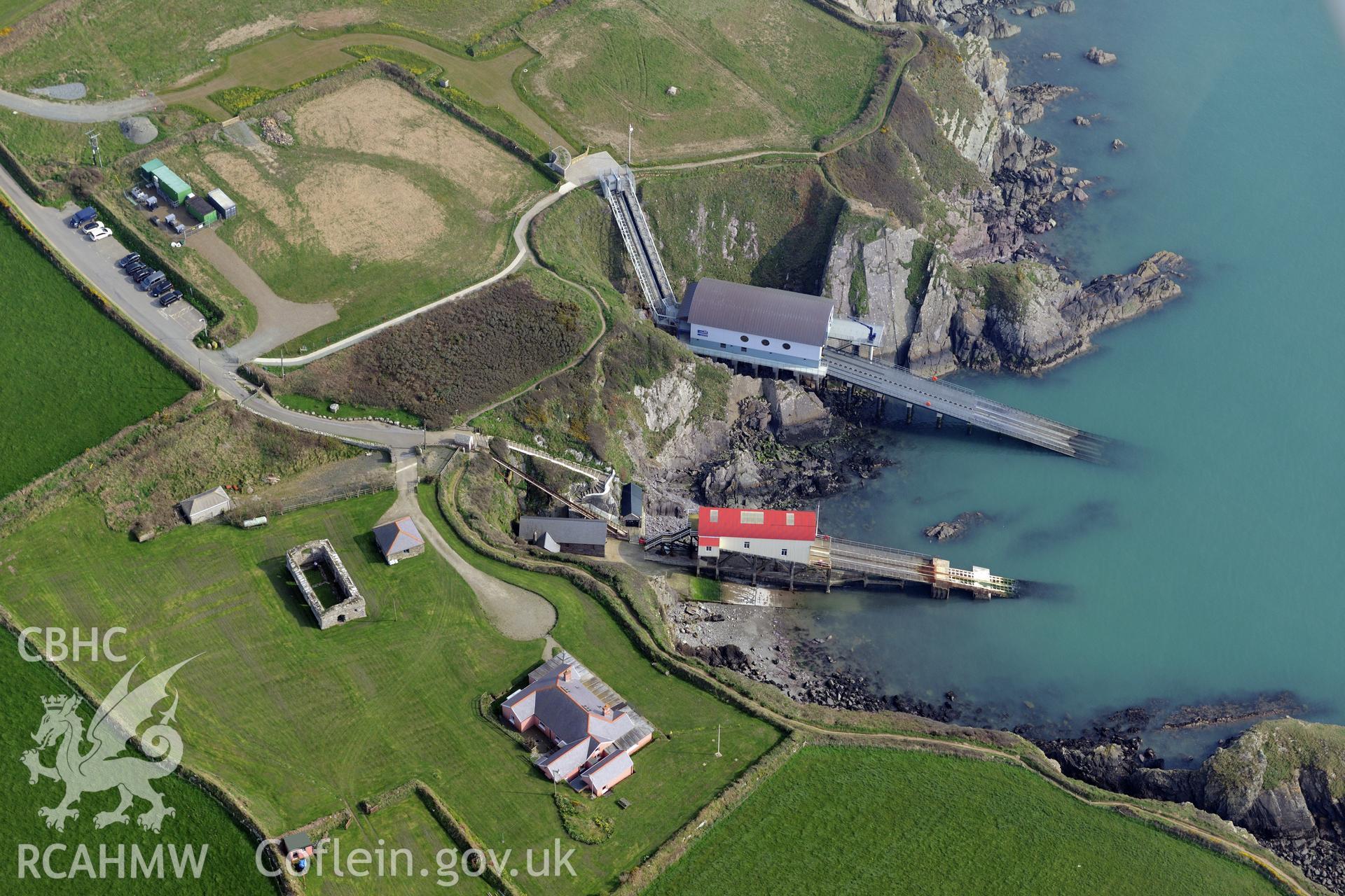 Royal Commission aerial photograph of St Justinians taken on 27th March 2017. Baseline aerial reconnaissance survey for the CHERISH Project. ? Crown: CHERISH PROJECT 2017. Produced with EU funds through the Ireland Wales Co-operation Programme 2014-2020. All material made freely available through the Open Government Licence.