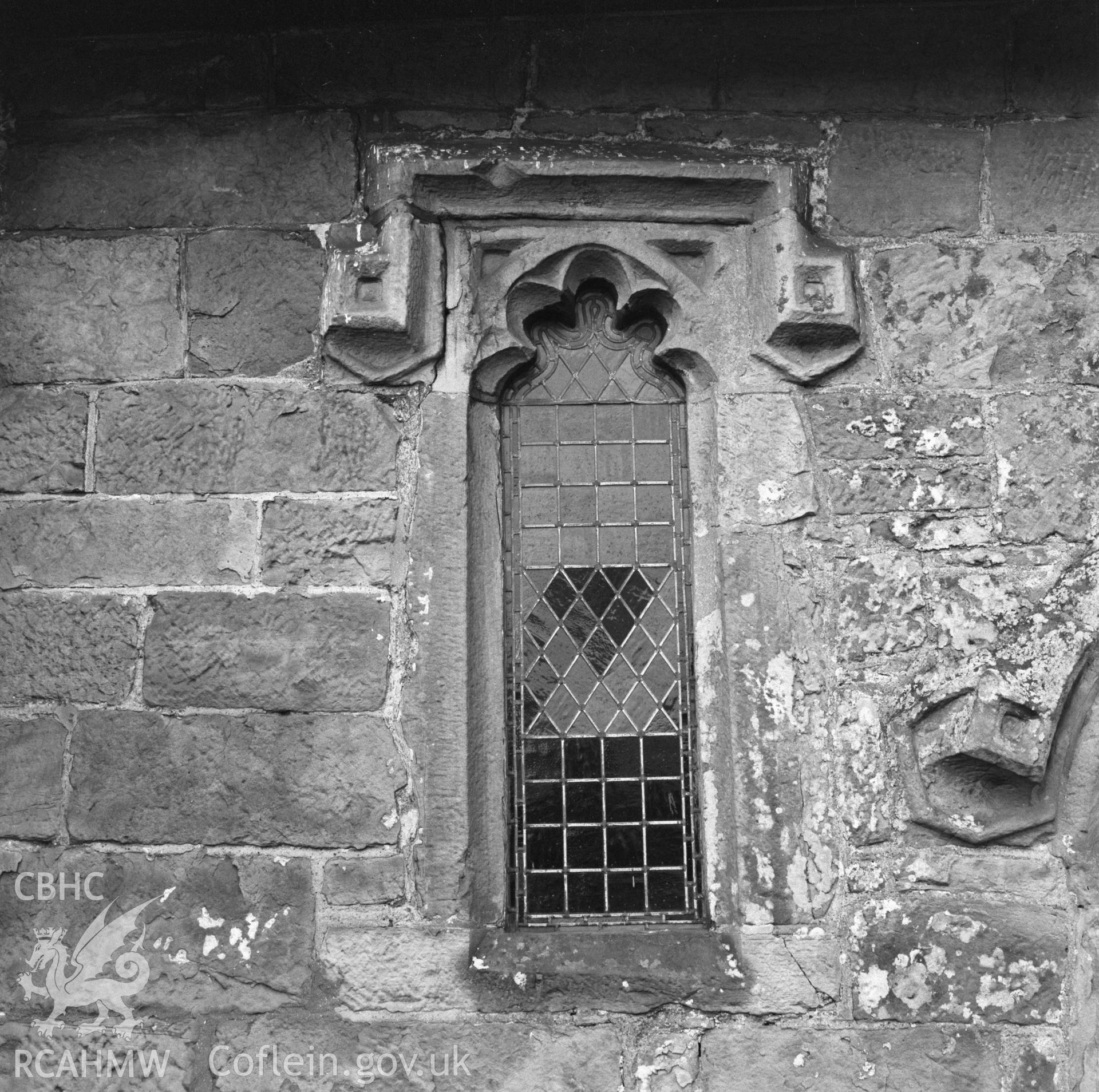 Digital copy of a black and white negative showing St James' Church, Pyle.