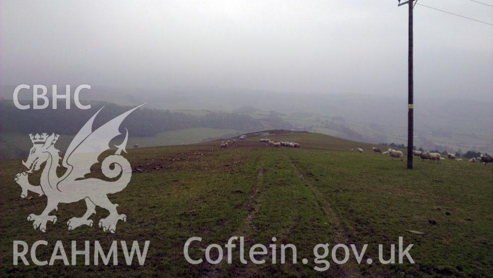 Digital colour photograph of the Pilleth battlefield. Photographed during Phase Three of the Welsh Battlefield Metal Detector Survey, carried out by Archaeology Wales, 2012-2014. Project code: 2041 - WBS/12/SUR.