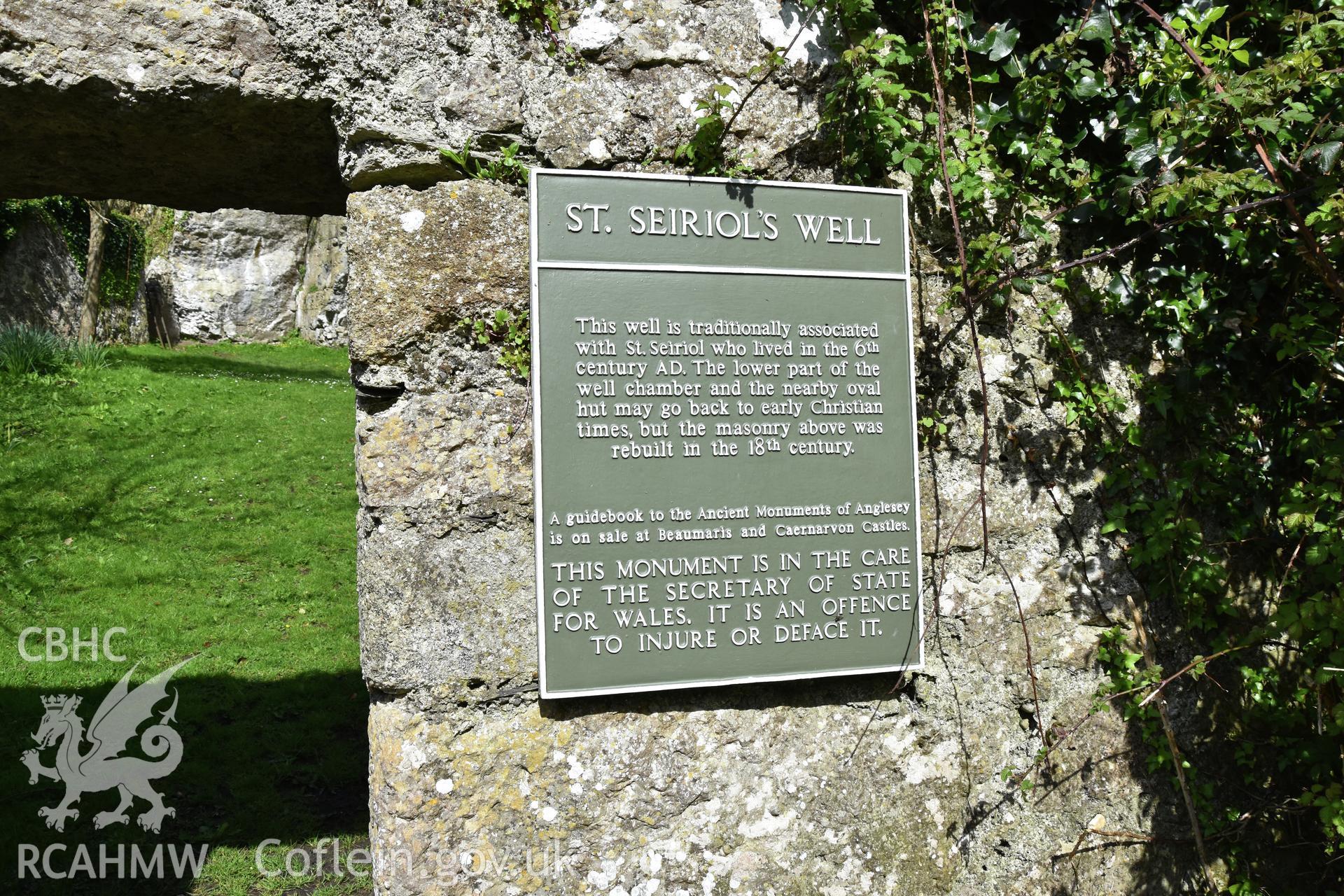 Investigator's photographic survey of St Seiriol's Well for the CHERISH Project. ? Crown: CHERISH PROJECT 2019. Produced with EU funds through the Ireland Wales Co-operation Programme 2014-2020. All material made freely available through the Open Government Licence.