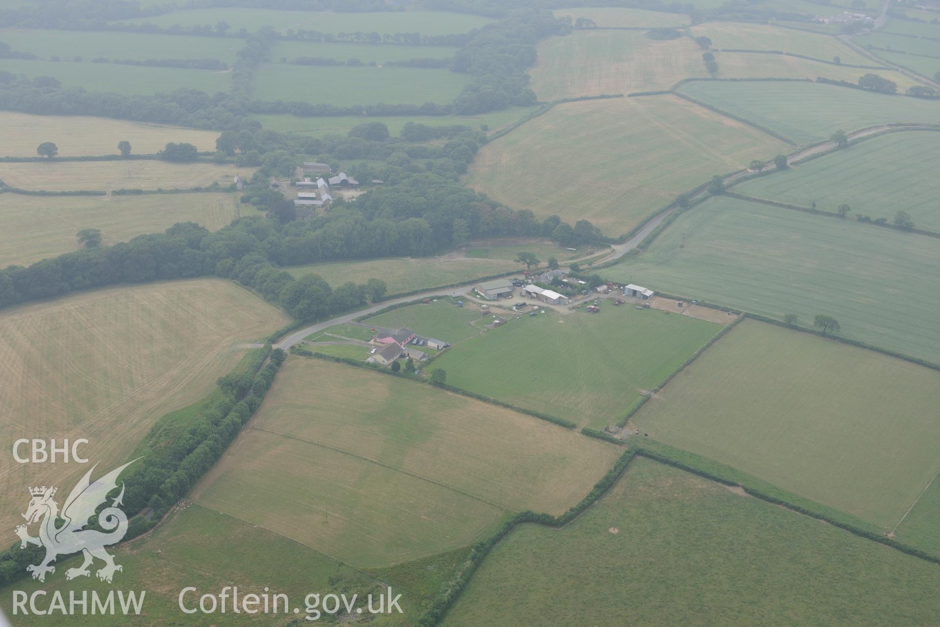 Royal Commission aerial photography of the Roman road west of Carmarthen taken during drought conditions on 22nd July 2013.