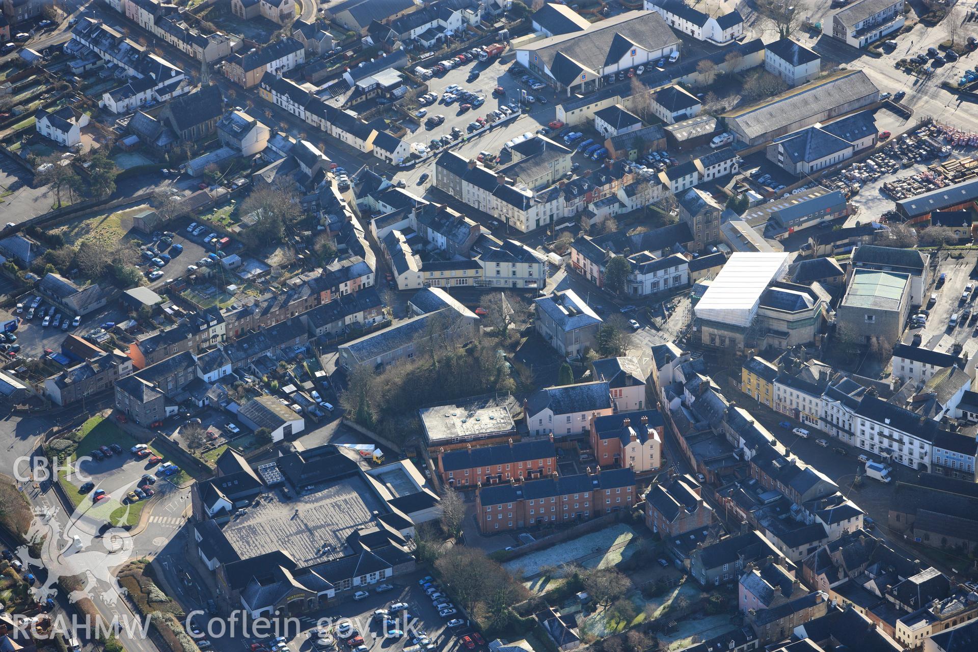 Brecon. Oblique aerial photograph taken during the Royal Commission?s programme of archaeological aerial reconnaissance by Toby Driver on 15th January 2013.