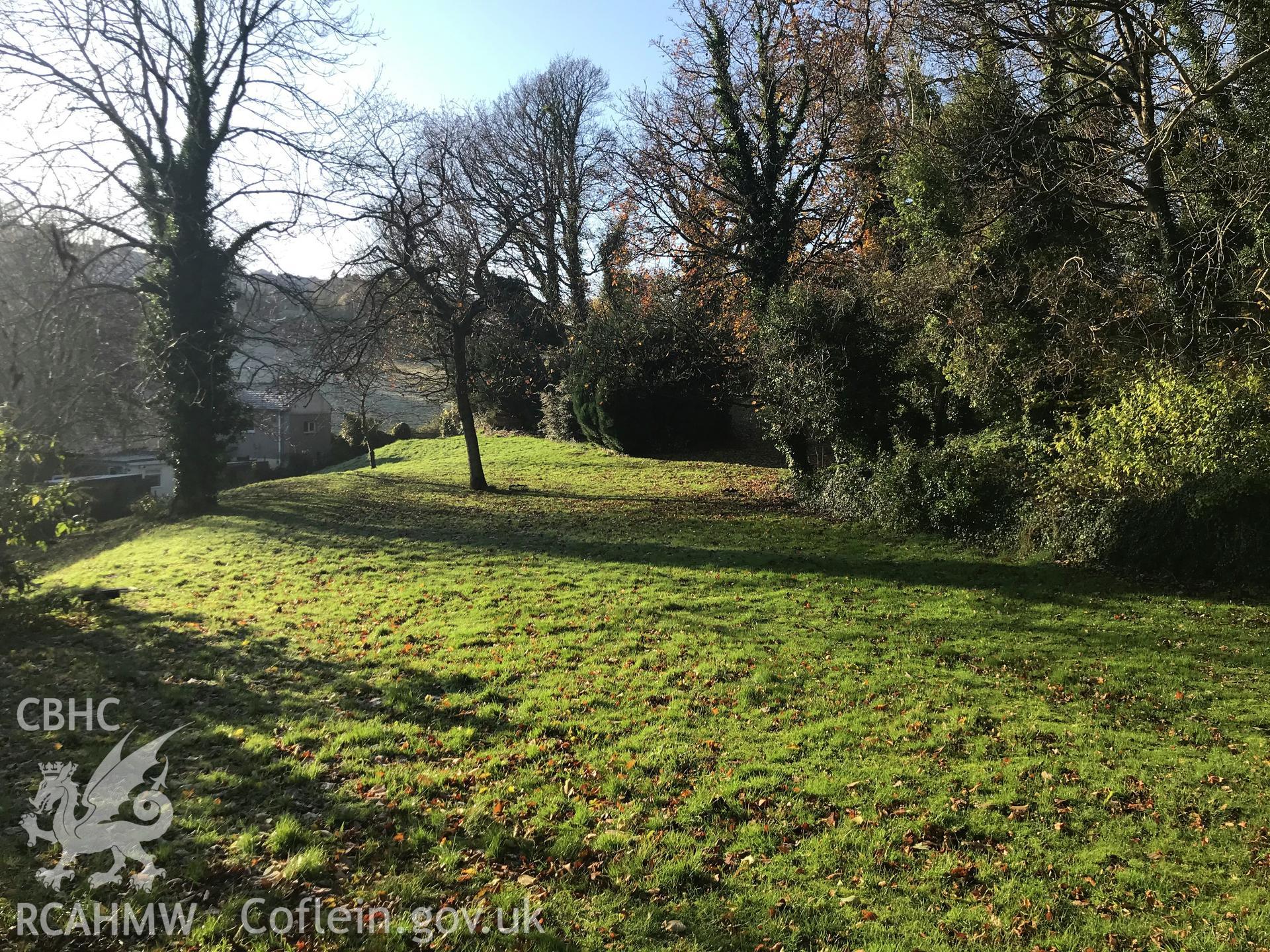 Digital colour photograph showing Dinas Camp promontory fort, Y Felinheli, taken by Paul Davis on 3rd December 2019.