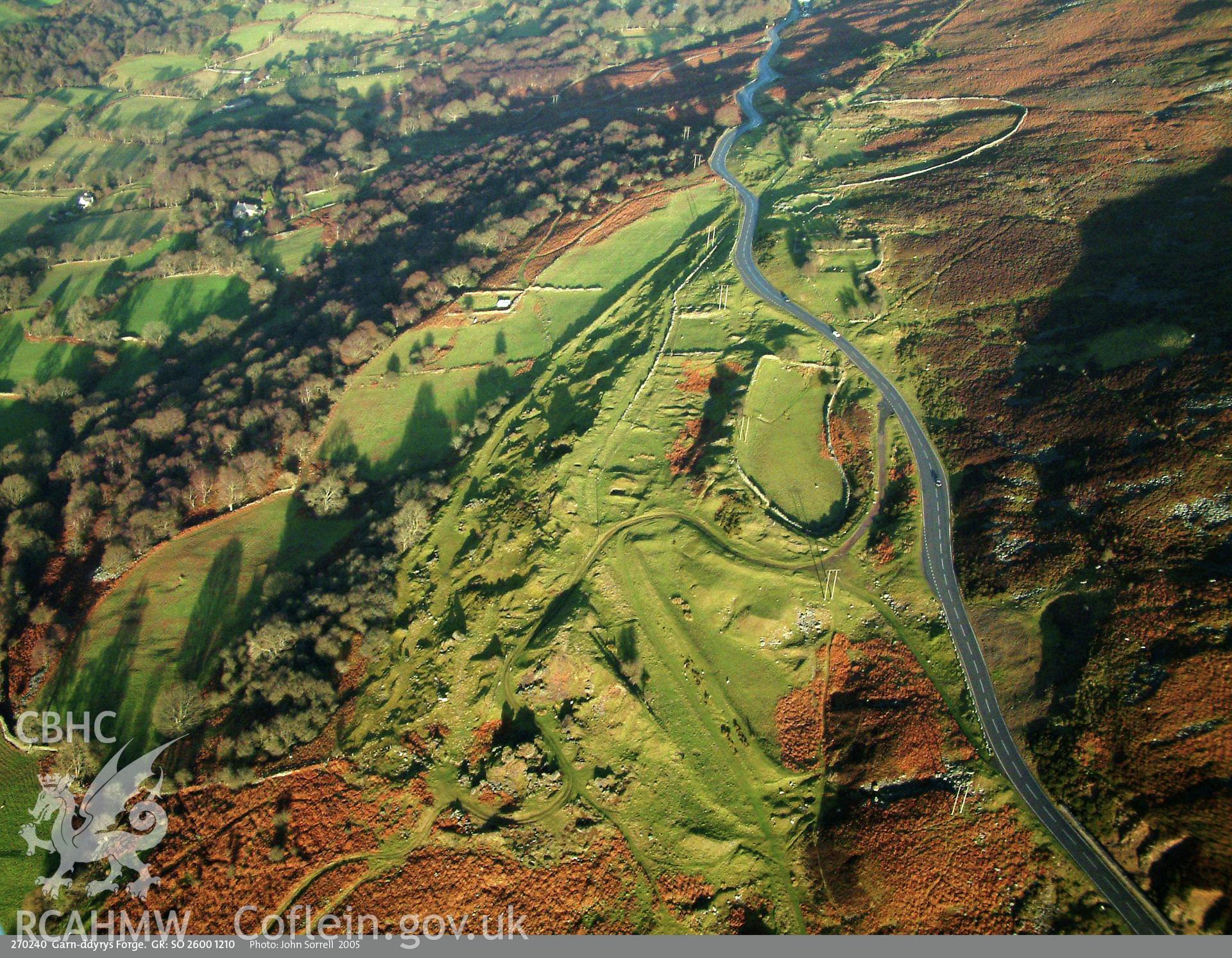 View of Garn-ddyrys Forge, taken by John Sorrell, 2005.