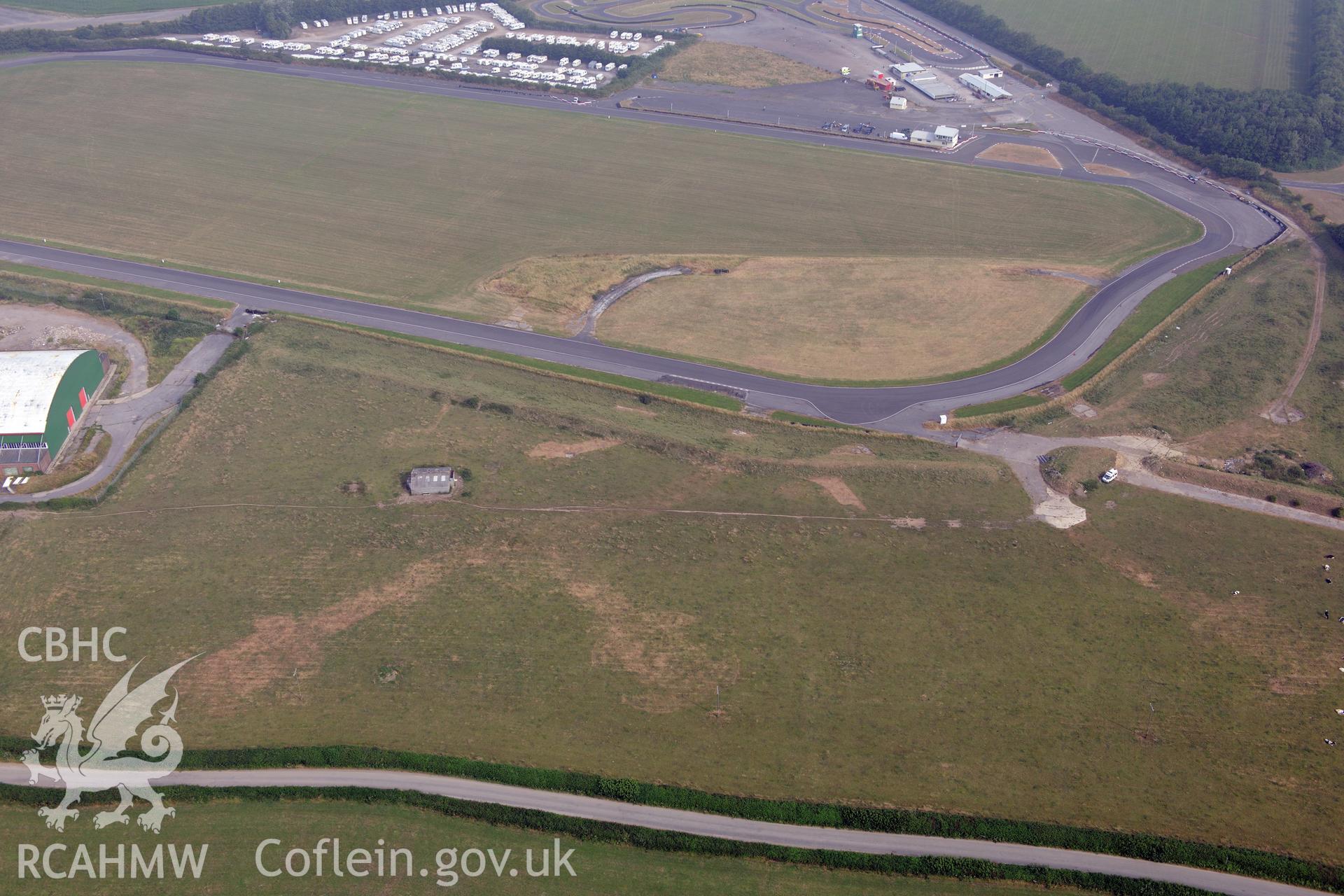 Royal Commission aerial photography of parchmarks at Llandow Airfield recorded during drought conditions on 22nd July 2013.