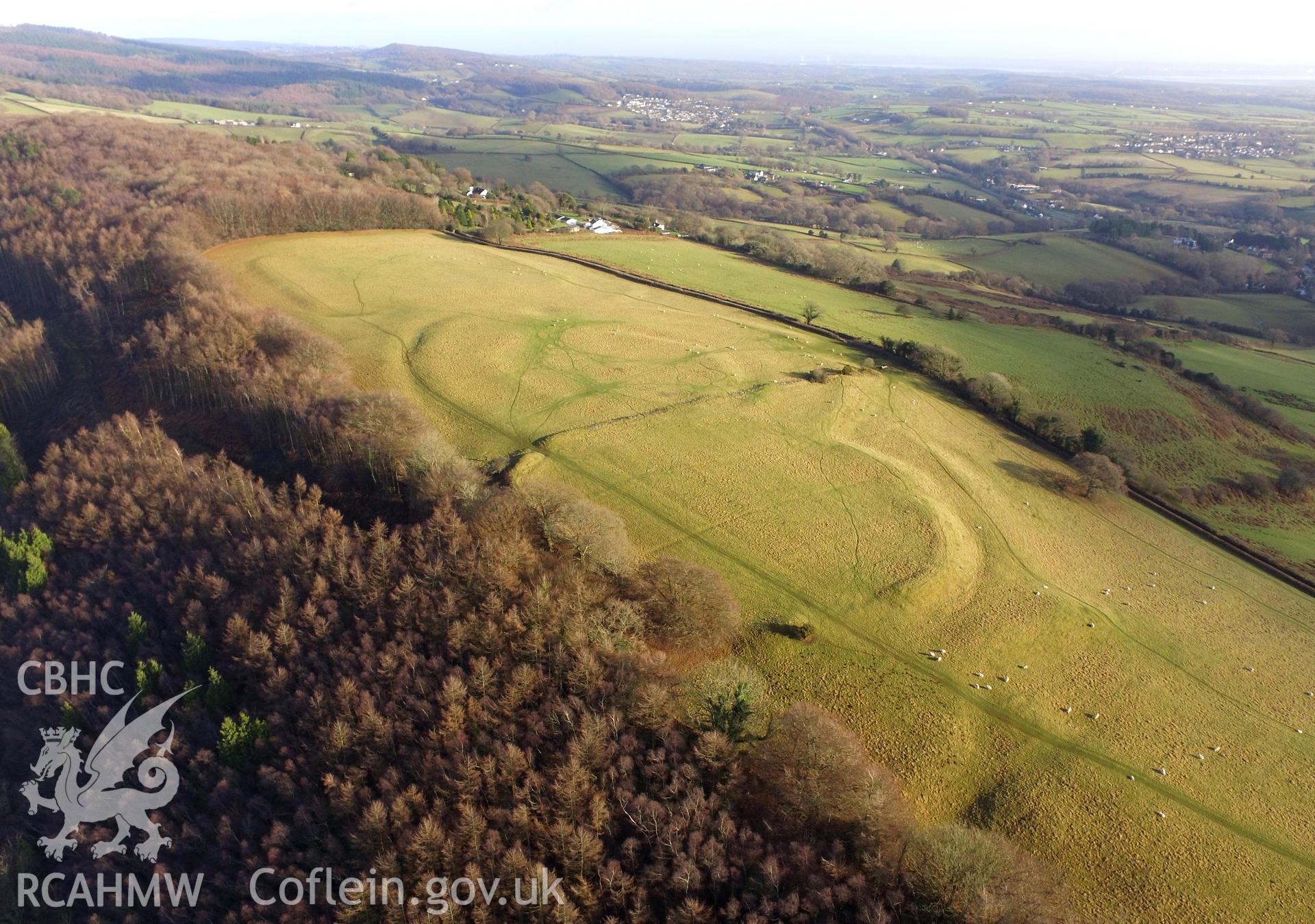 Photo showing Coed y Caerau, taken by Paul R. Davis, December 2017.