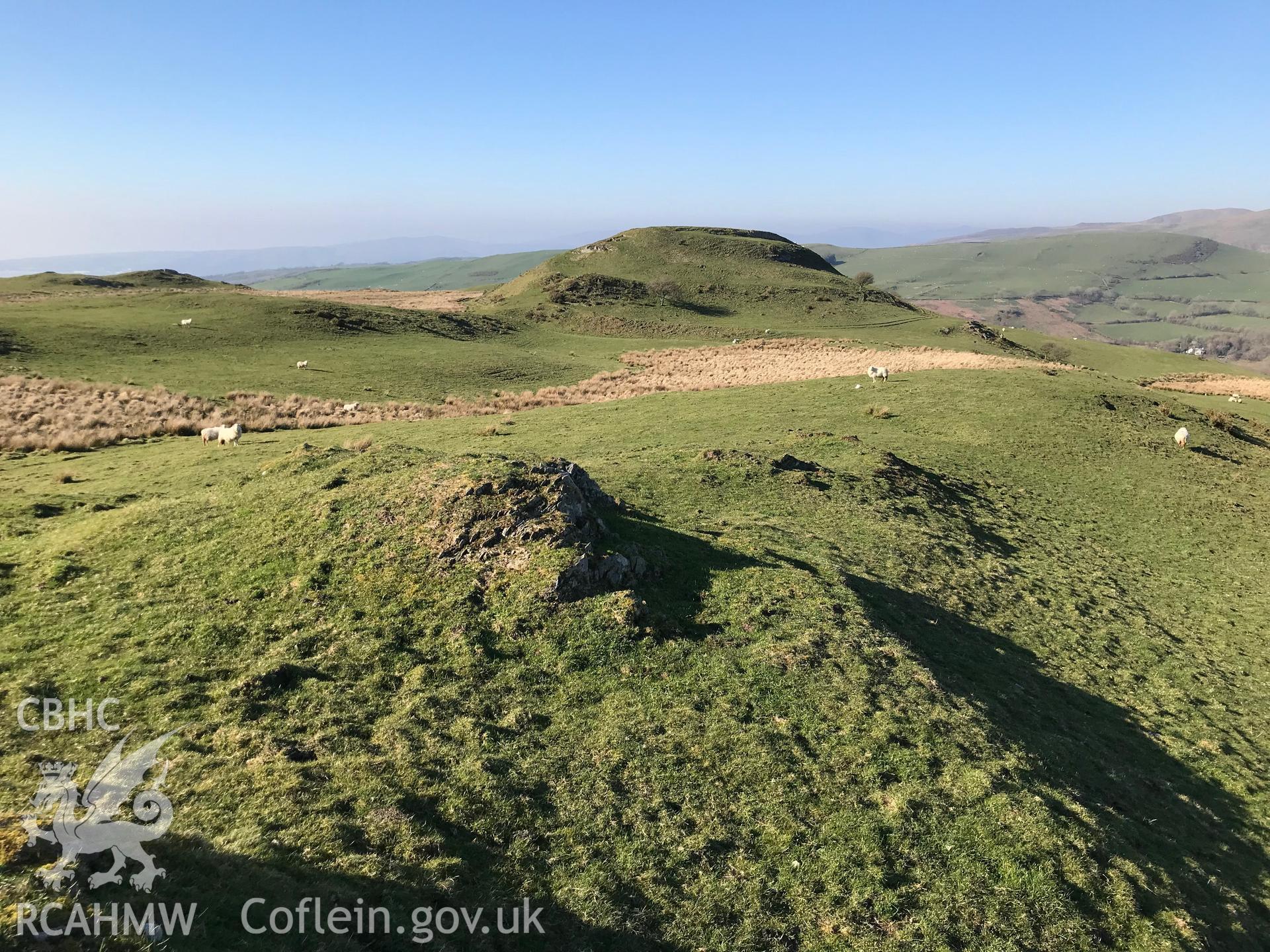 Digital colour photograph of Pen Dinas hillfort, Elerch, north east of Aberystwyth, taken by Paul R. Davis on 29th March 2019.