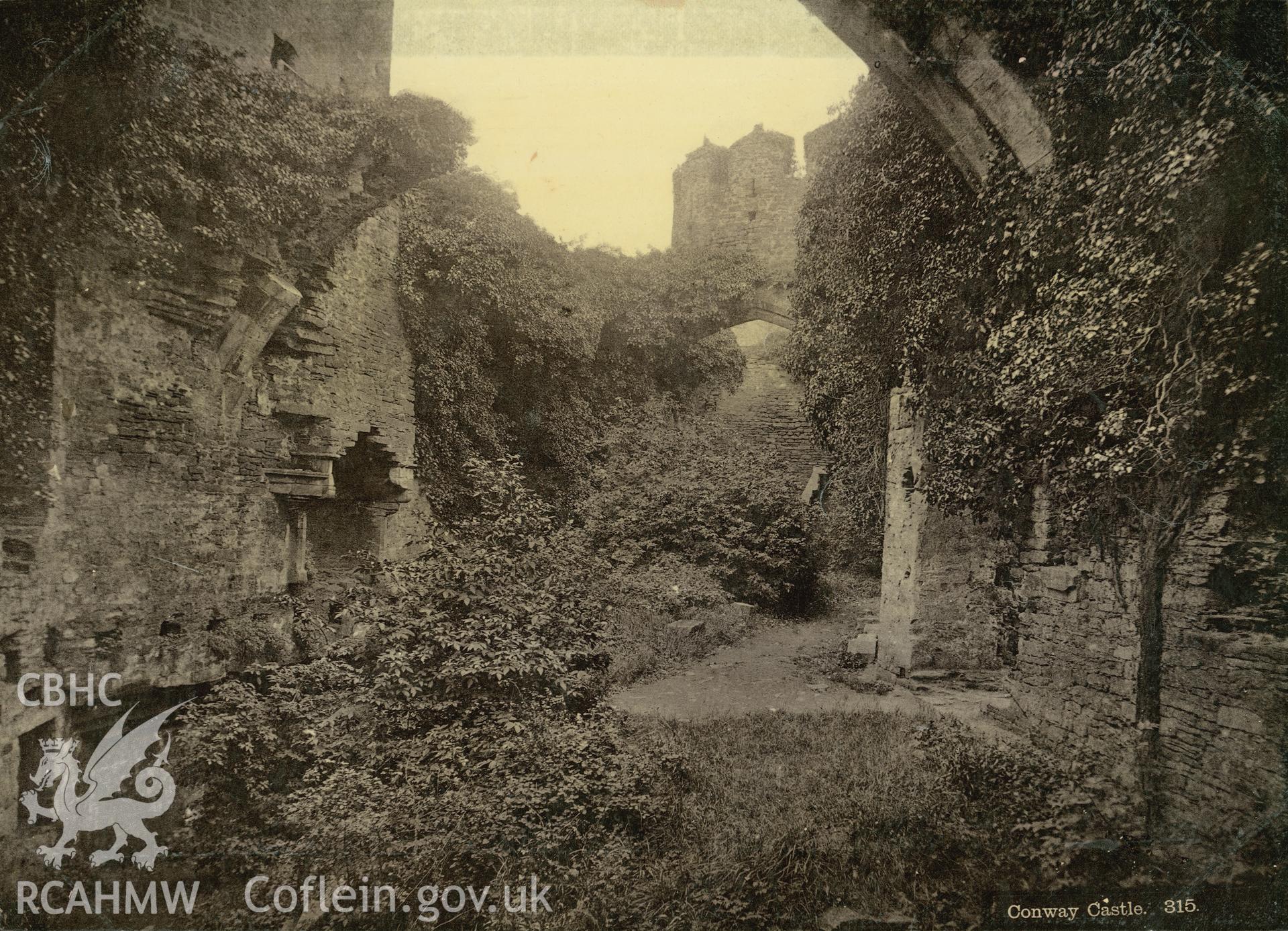 Digital copy of an albumen print showing an early view of Conway Castle.