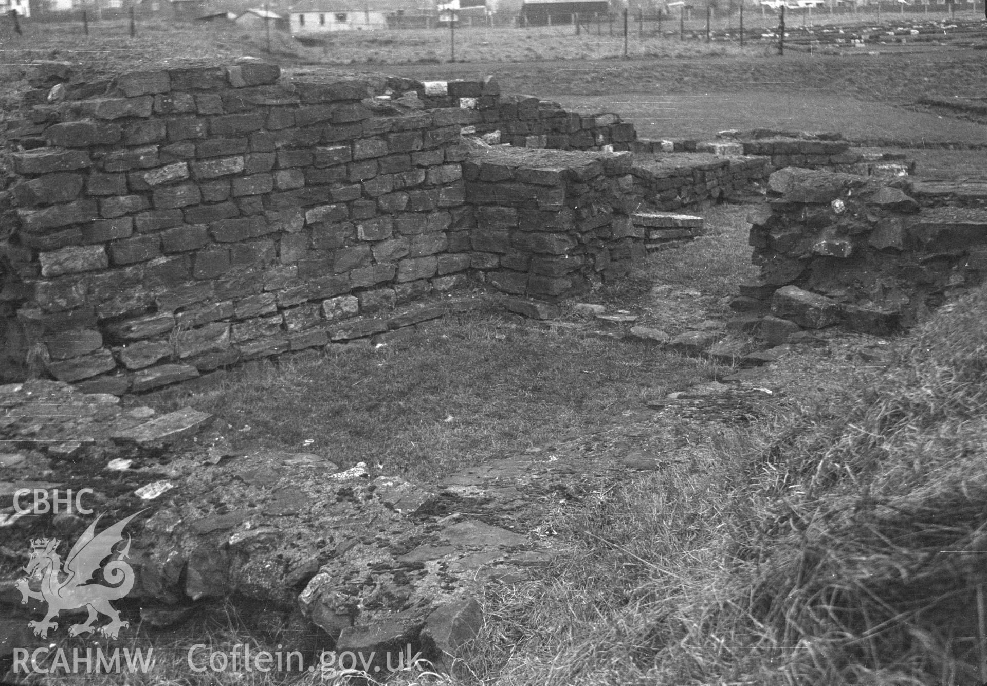 Digital copy of a nitrate negative showing a view of Caerleon legionary fortress taken by Ordnance Survey.