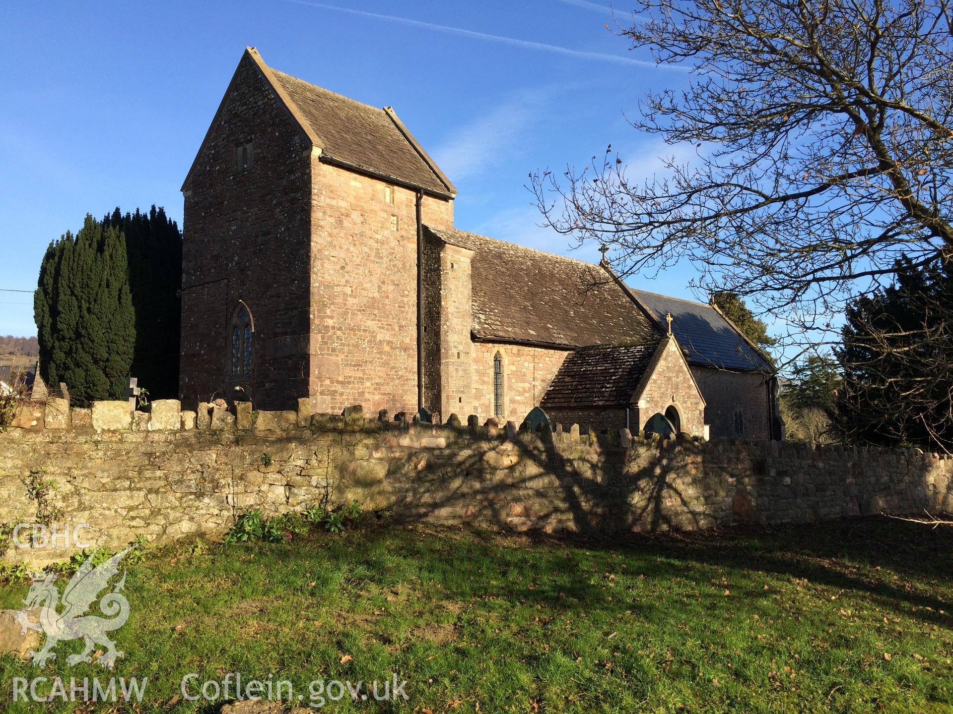 Photo showing Llanvaches Church, taken by Paul R. Davis, December 2017.