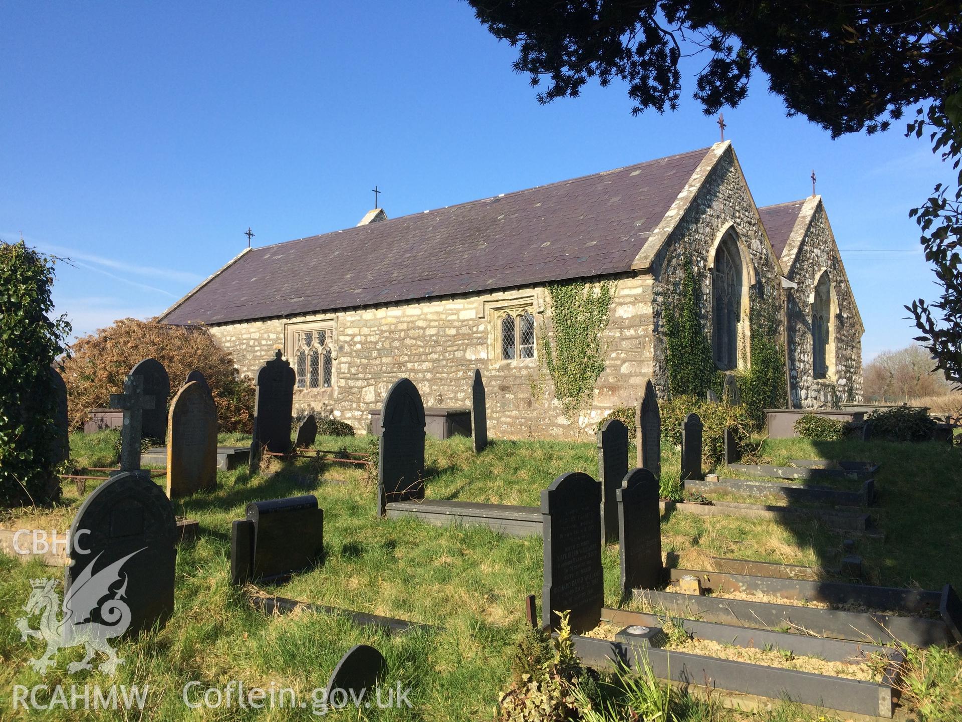 Colour photo showing view of St Garmon's Church, Llanarmon taken by Paul R. Davis, 28th February 2018.