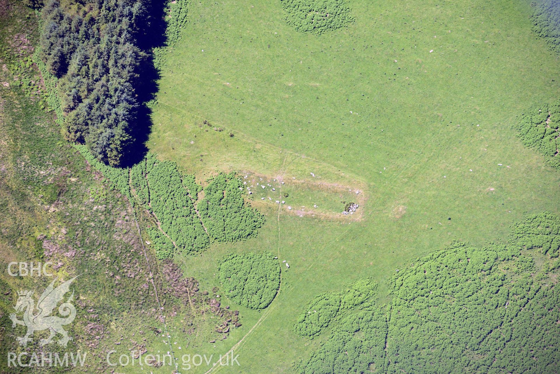 Sheepcote at Troed y Rhiw, south east of Pontrhydfendigaid, on the edge of the Cambrian Mountains. Oblique aerial photograph taken during the Royal Commission's programme of archaeological aerial reconnaissance by Toby Driver on 30th June 2015.