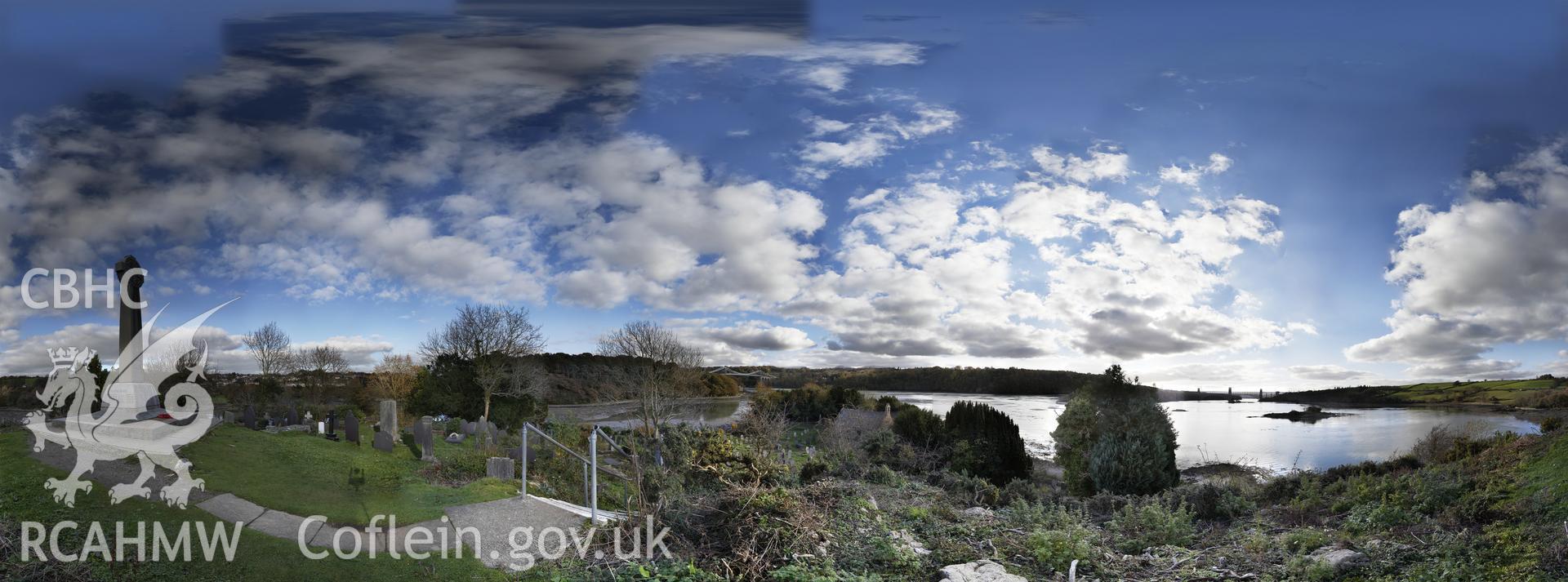 Reduced resolution .tiff file of stitched images from the Menai Bridge gigapan project, carried out by Scott Lloyd and Rita Singer, October 2017. An uncropped image required for Coflein.