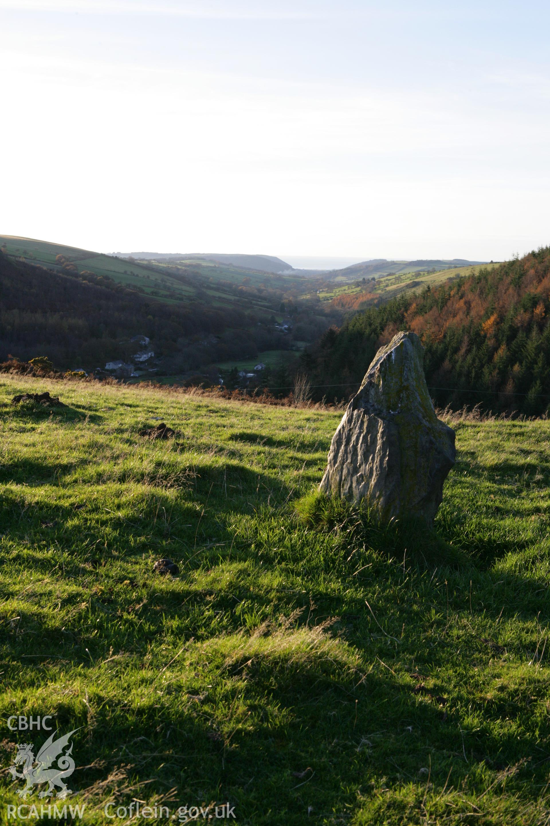 Photographic survey of standing stone pair in winter light, conducted on 15th November 2007.