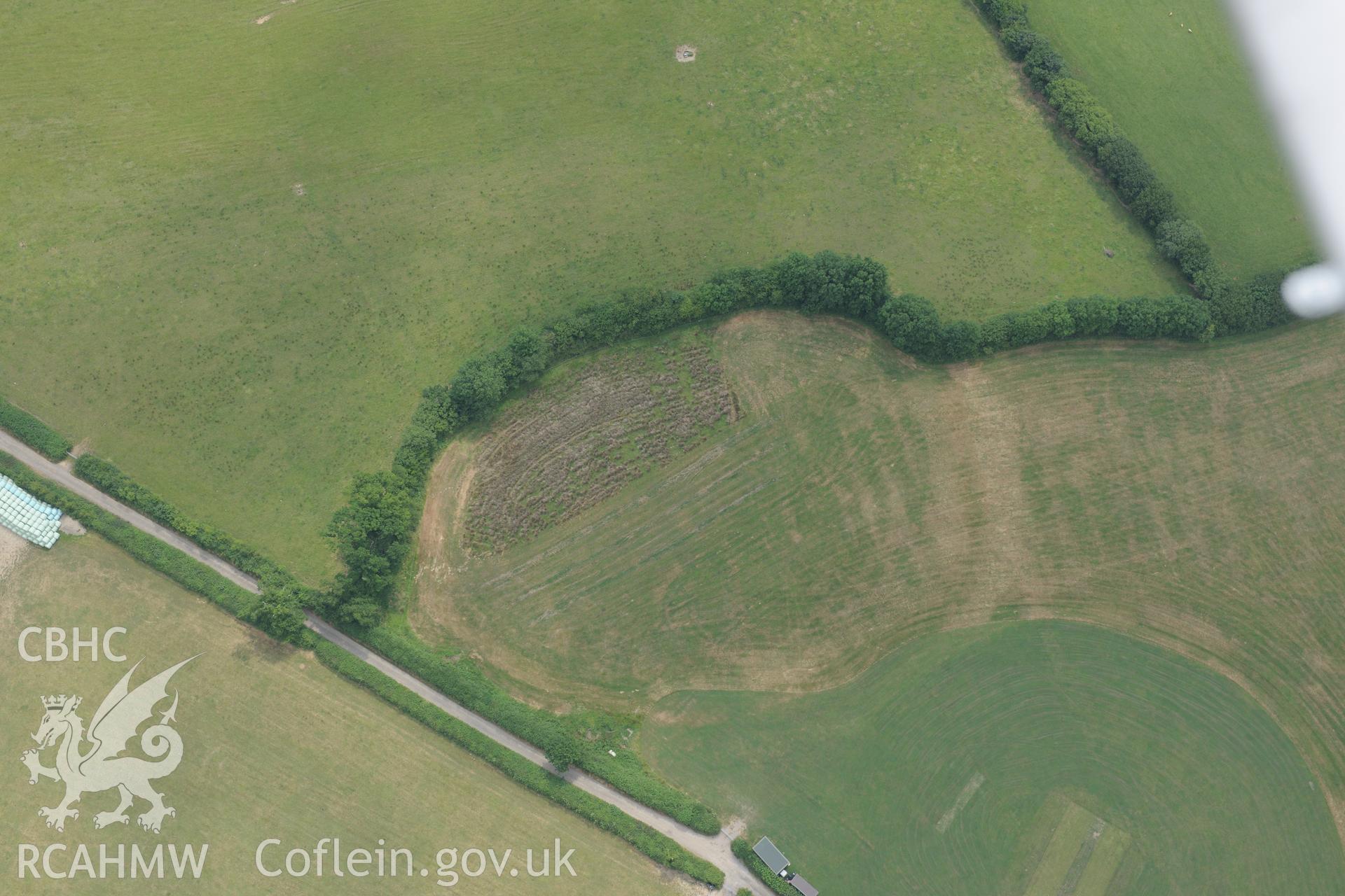 Royal Commission aerial photography of Cwm Bran Camp taken during drought conditions on 22nd July 2013.