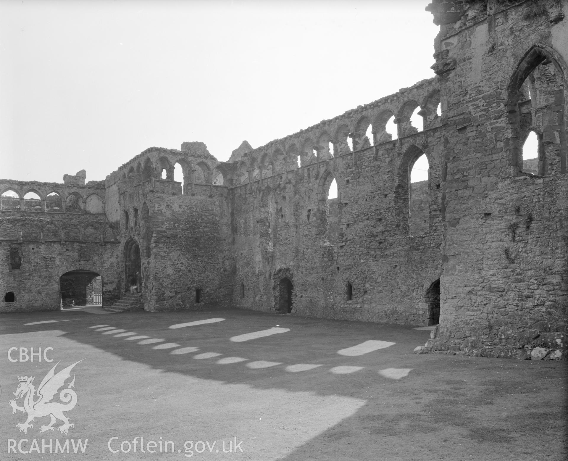 Digital copy of a view of wall detail at Bishops Palace, St Davids.