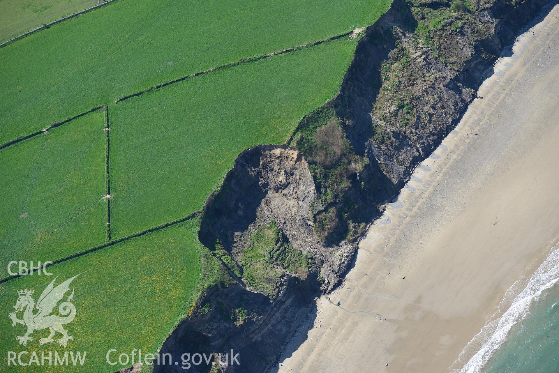 Aerial photography of Nefyn taken on 3rd May 2017.  Baseline aerial reconnaissance survey for the CHERISH Project. ? Crown: CHERISH PROJECT 2017. Produced with EU funds through the Ireland Wales Co-operation Programme 2014-2020. All material made freely available through the Open Government Licence.