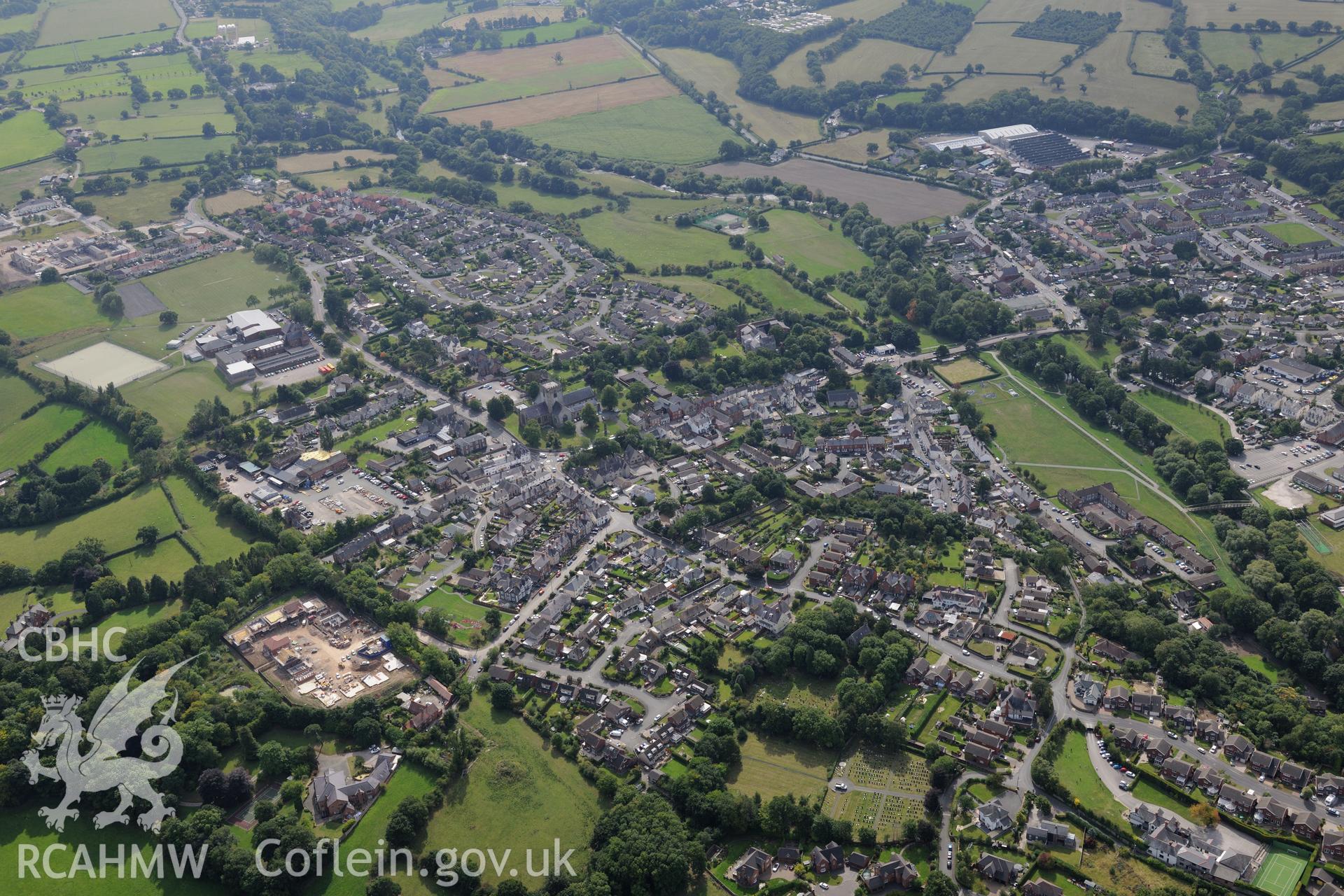 The city of St. Asaph. Oblique aerial photograph taken during the Royal Commission's programme of archaeological aerial reconnaissance by Toby Driver on 11th September 2015.