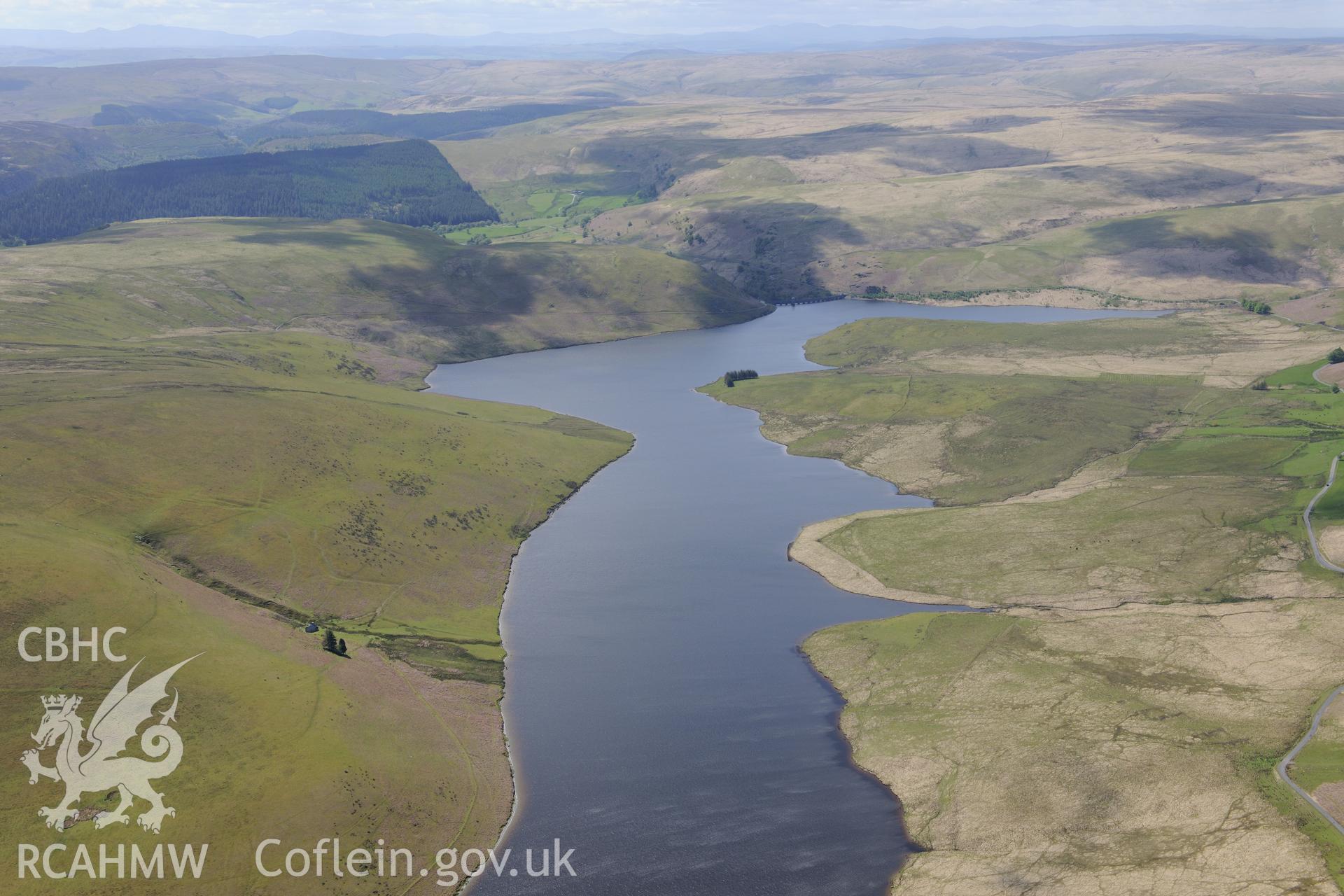 Graig Goch Reservoir, Elan Valley Water Scheme. Oblique aerial photograph taken during the Royal Commission's programme of archaeological aerial reconnaissance by Toby Driver on 3rd June 2015.