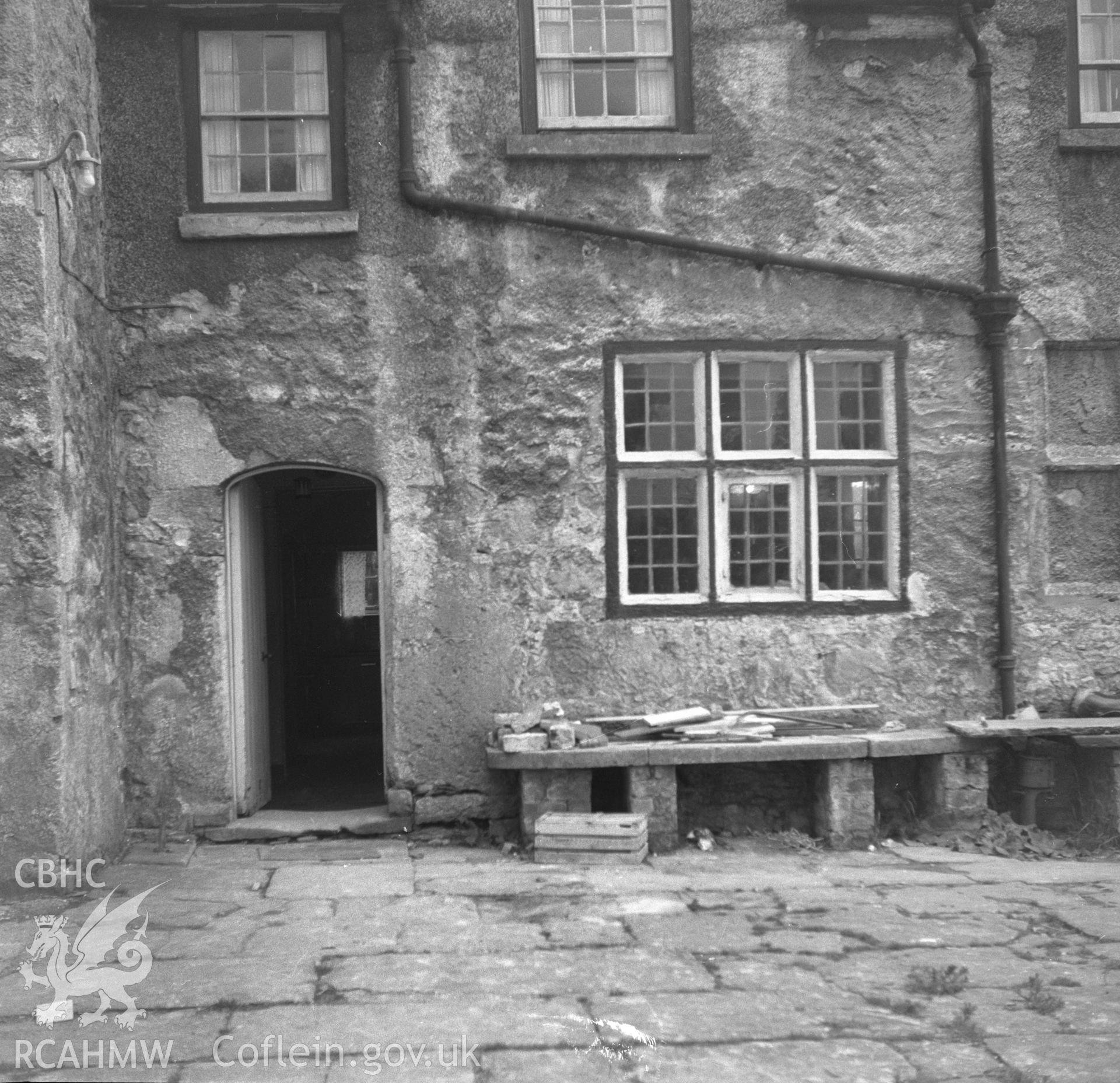 Digital copy of a nitrate negative showing door and windows at Faenol Fach, Abergele, Denbighshire.